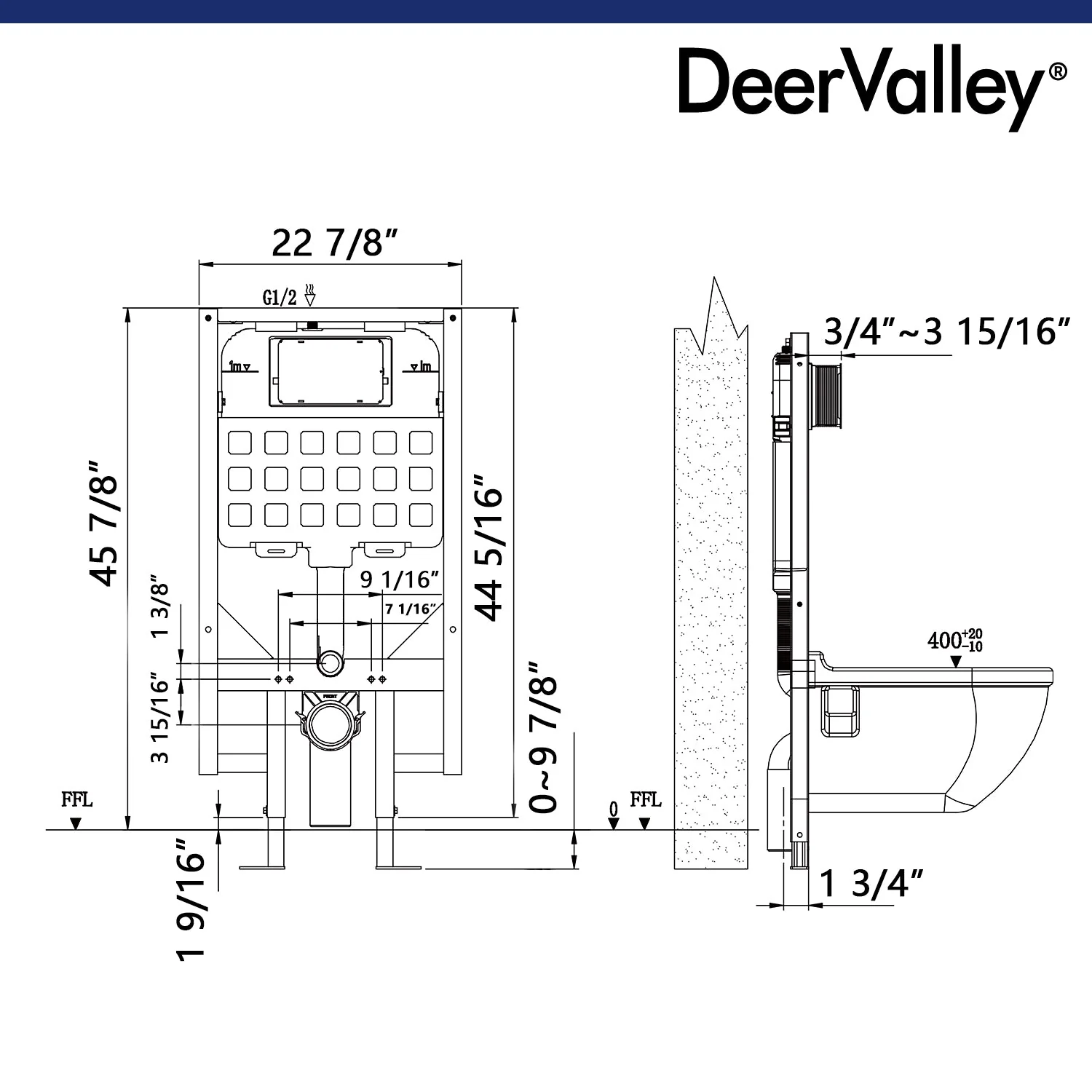 DeerValley Concealed In-Wall Toilet Tank(Fit With DV-1F0069/DV-1F0070),DV-1C0087 - Image 3