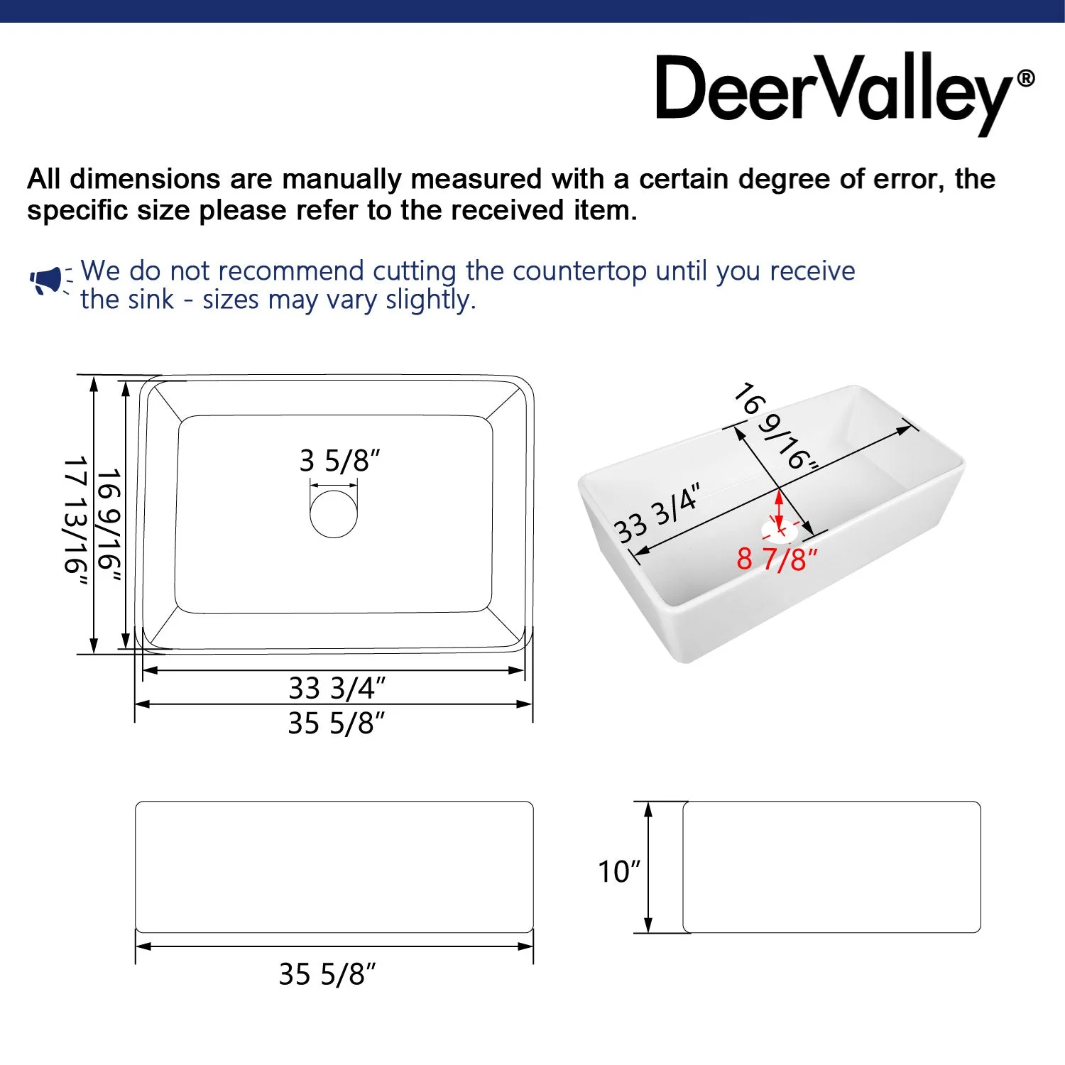 DeerValley DV-1K505 Farmhouse Kitchen Sinks Scratch Resistant Large Single Bowl - Image 8