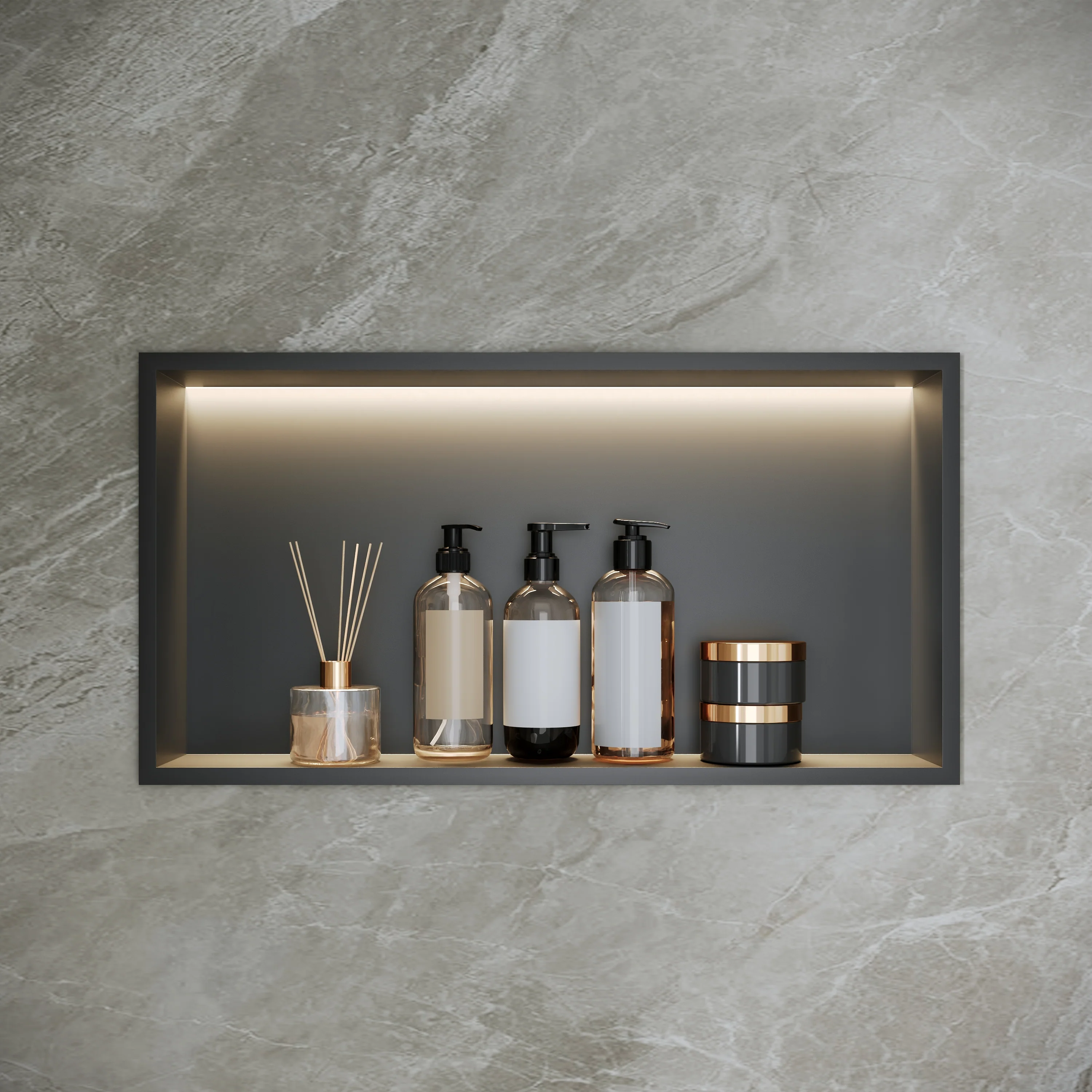 DeerValley DV-1SN0517 Shower Niche – Waterproof & Rustproof with Matte Black Recessed