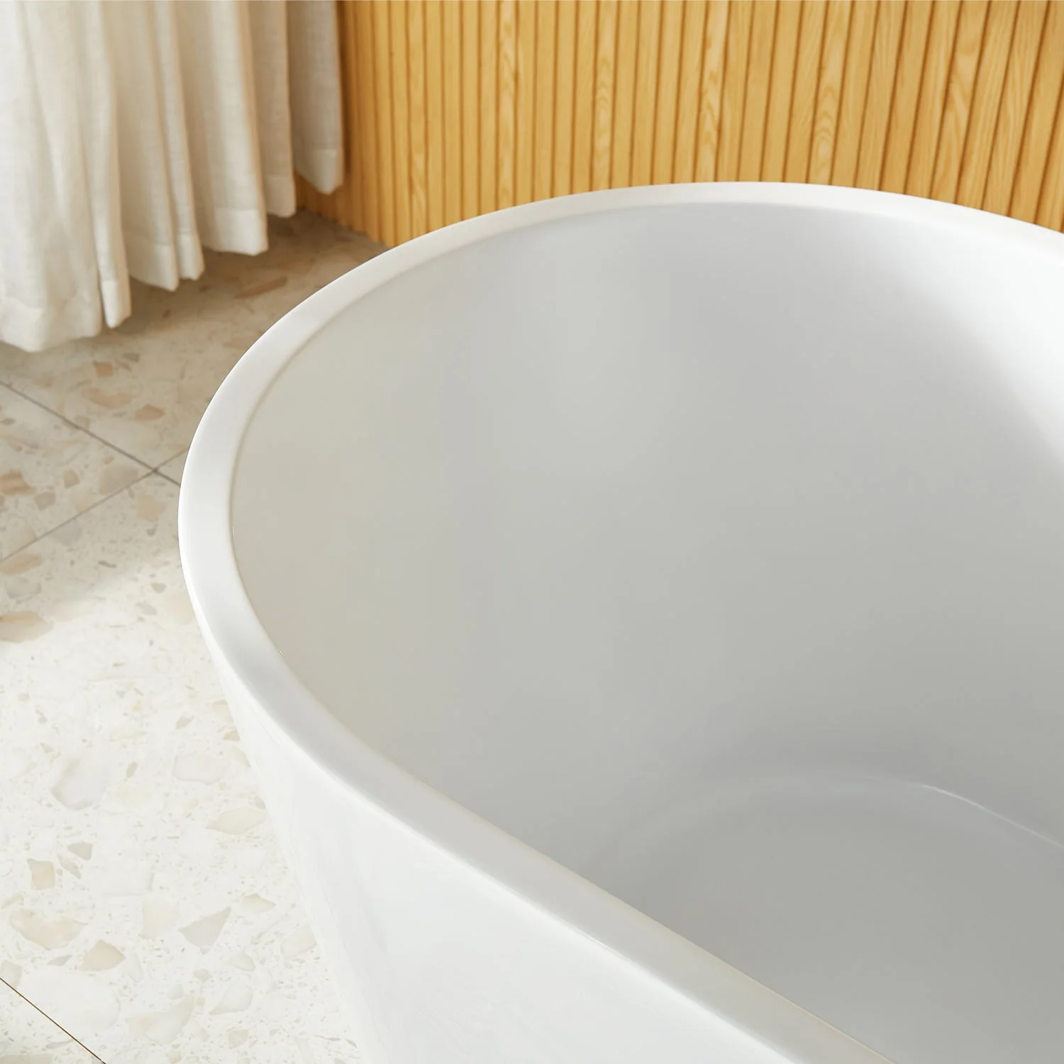 DeerValley DV-1T133S 67 in. Acrylic Freestanding Deep Soaking Tub, Drain/Overflow, White - Image 6