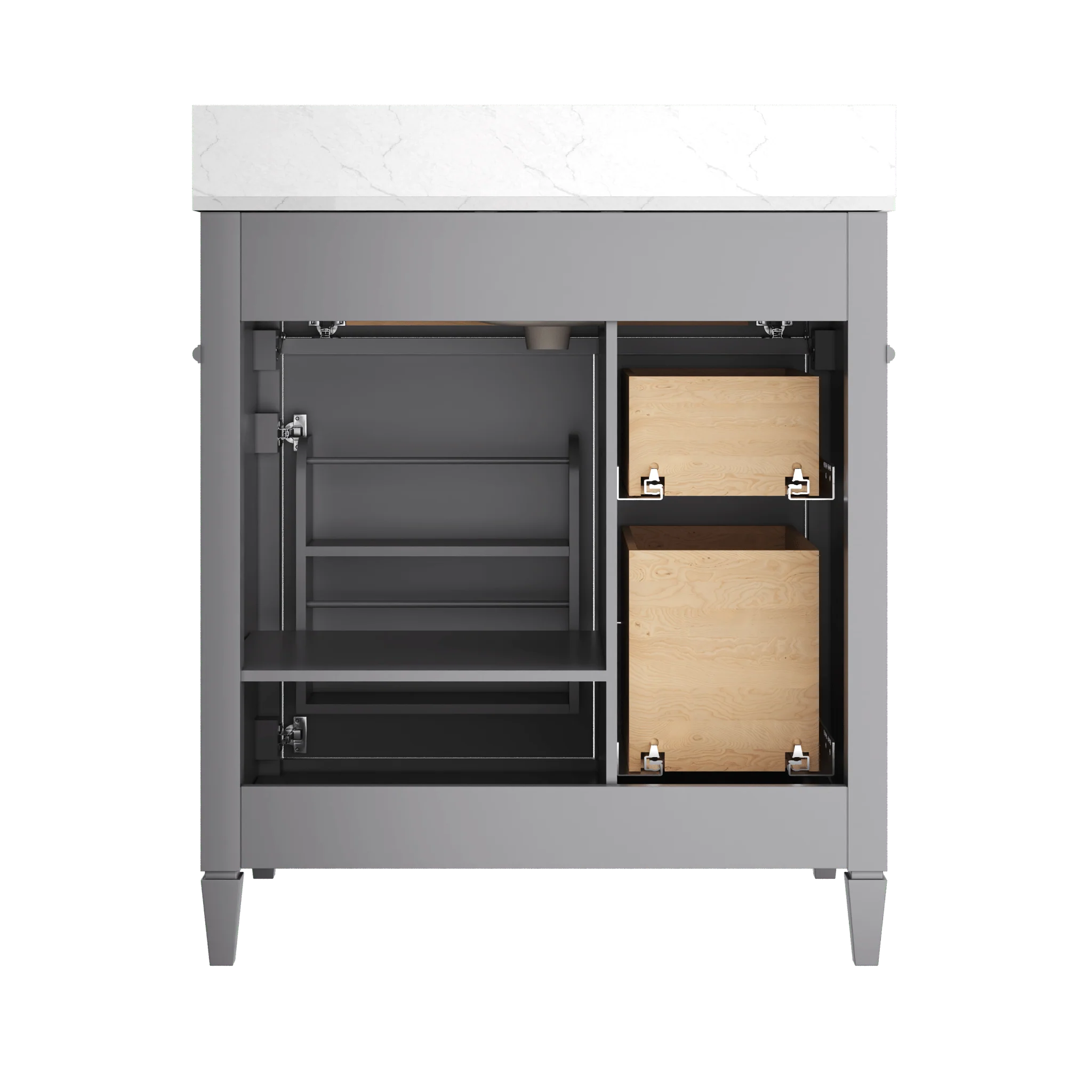 DeerValley 30 Inch Bathroom Vanity with Sink and Backsplash, Pre-Assembled Modern Bath Cabinet with Storage, Soft Close Doors, White / Light Gray - Image 26