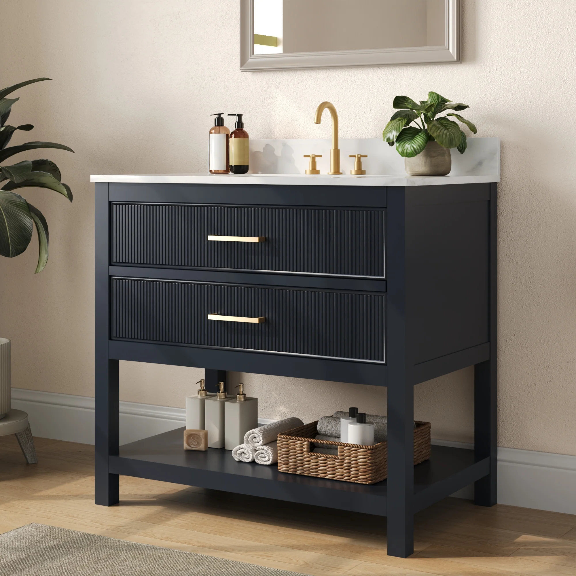 DeerValley Bath DV-1BV0452GN/BU 36" Fully Assembled Single Bathroom Vanity with Artificial Marble Top, Green&Blue - Image 25