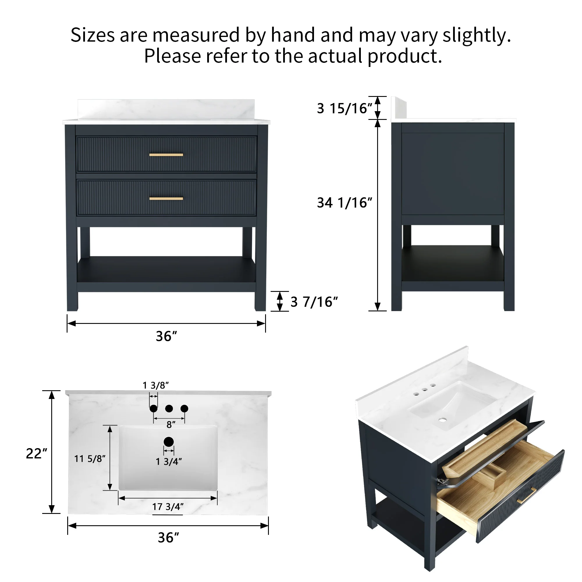 DeerValley Bath DV-1BV0452GN/BU 36" Fully Assembled Single Bathroom Vanity with Artificial Marble Top, Green&Blue - Image 27