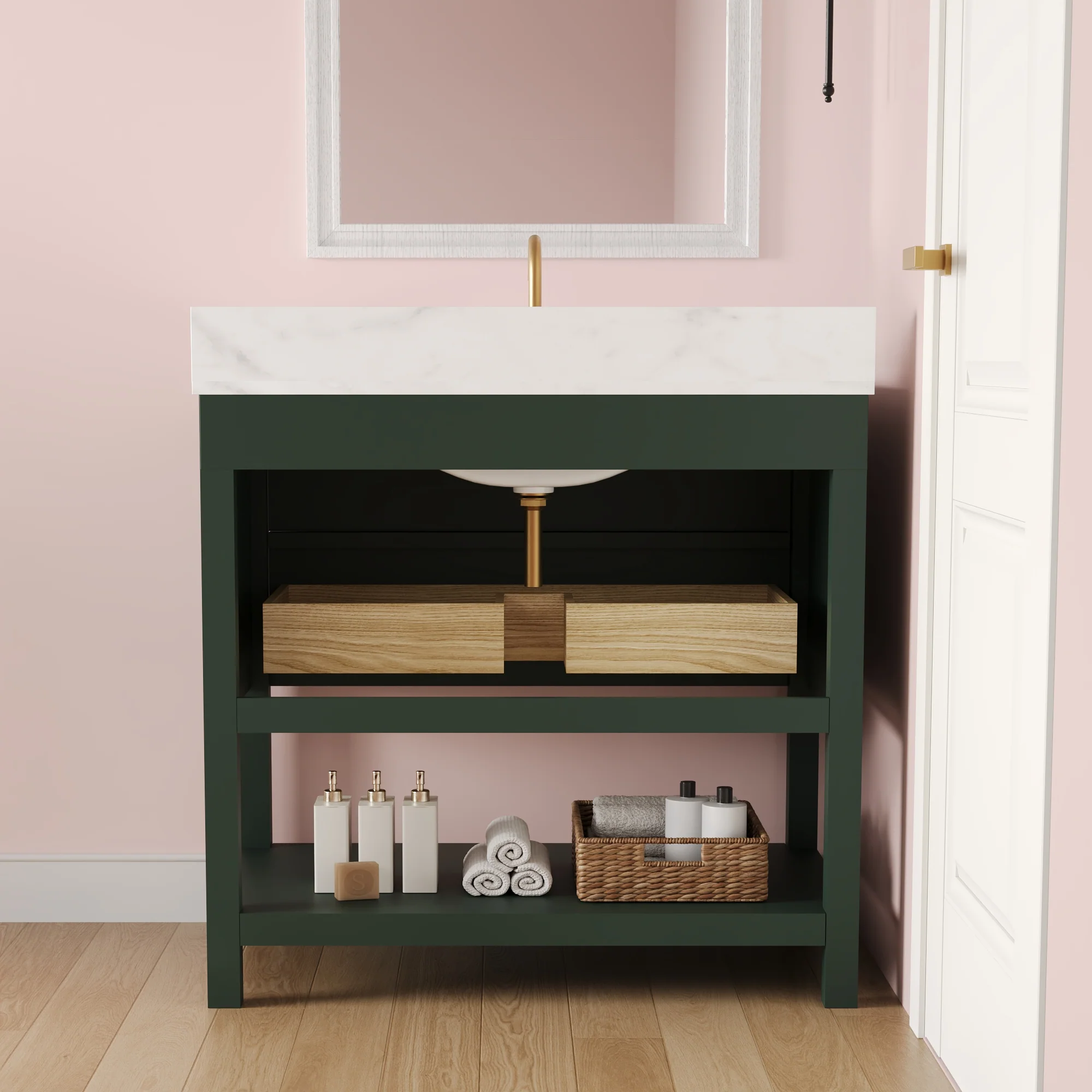 DeerValley Bath DV-1BV0452GN/BU 36" Fully Assembled Single Bathroom Vanity with Artificial Marble Top, Green&Blue - Image 46