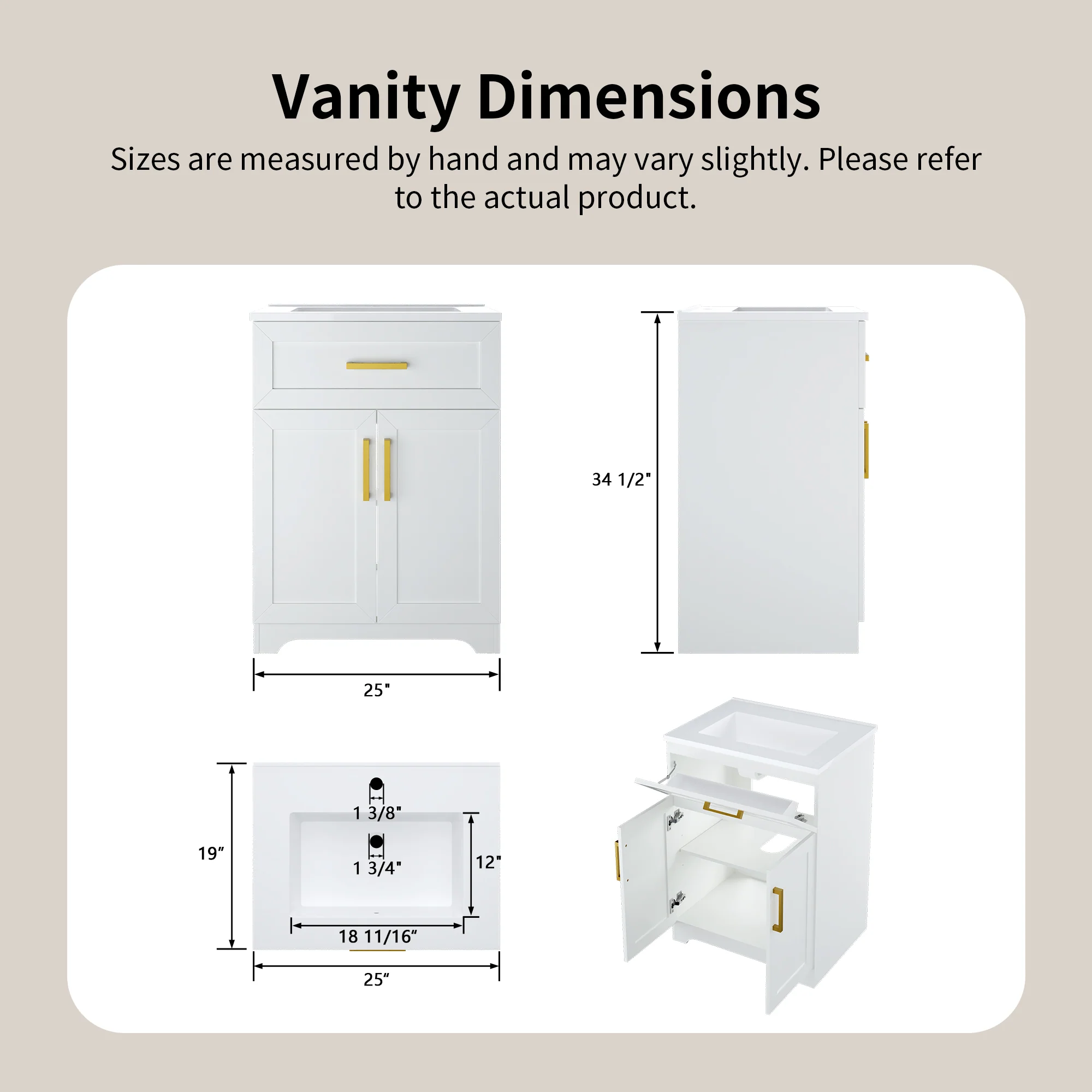 DeerValley DV-1BV0546W Freestanding Antique Oak Bath Vanity with Soft-Close Drawers & Integrated Ceramic Top - Image 4