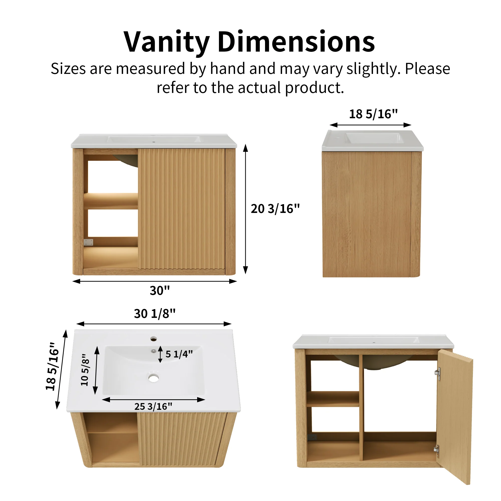 Deervalve DV-1BV0558NW Modern Wall-Mounted Single Bathroom Vanity with Ceramic Top - Image 5