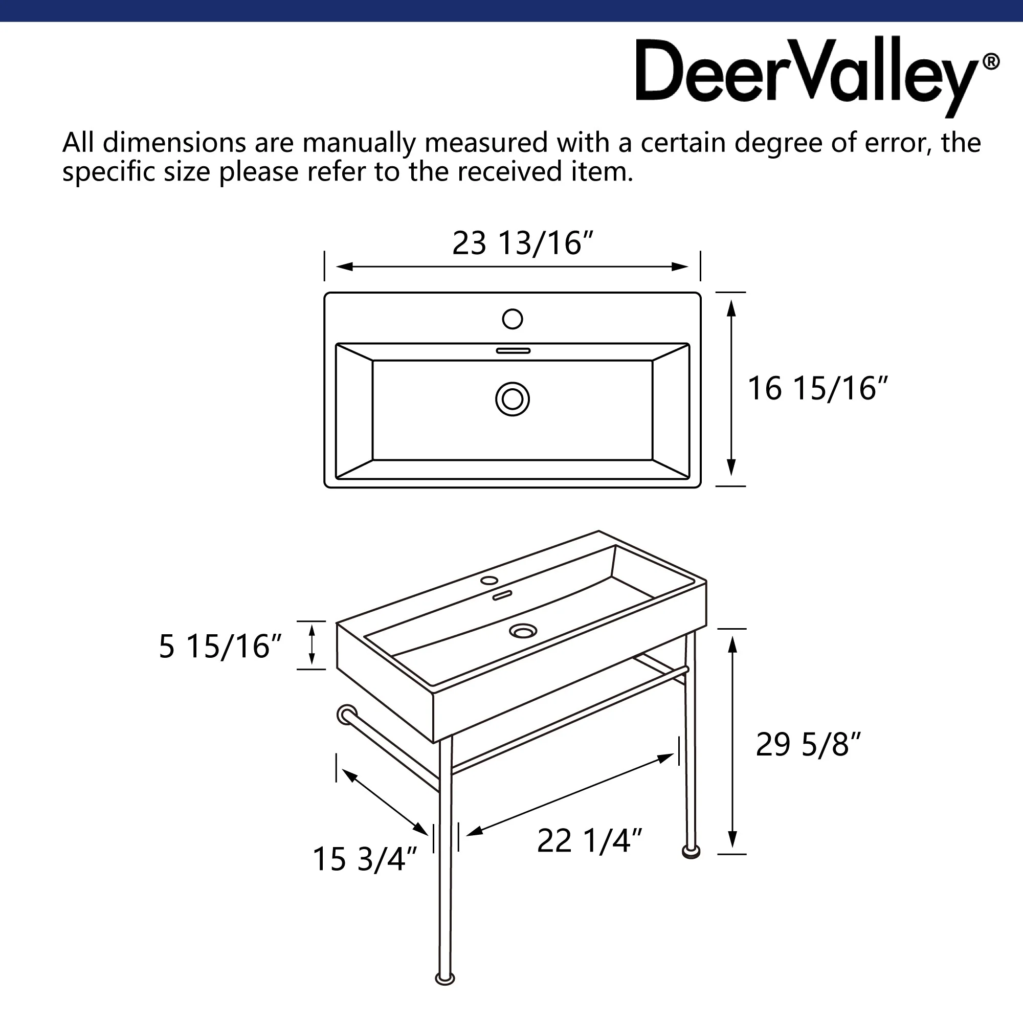 DeerValley DV-1CS0117G Console Bathroom Sinks Gray Modern Ceramic Towel Bar - Image 8
