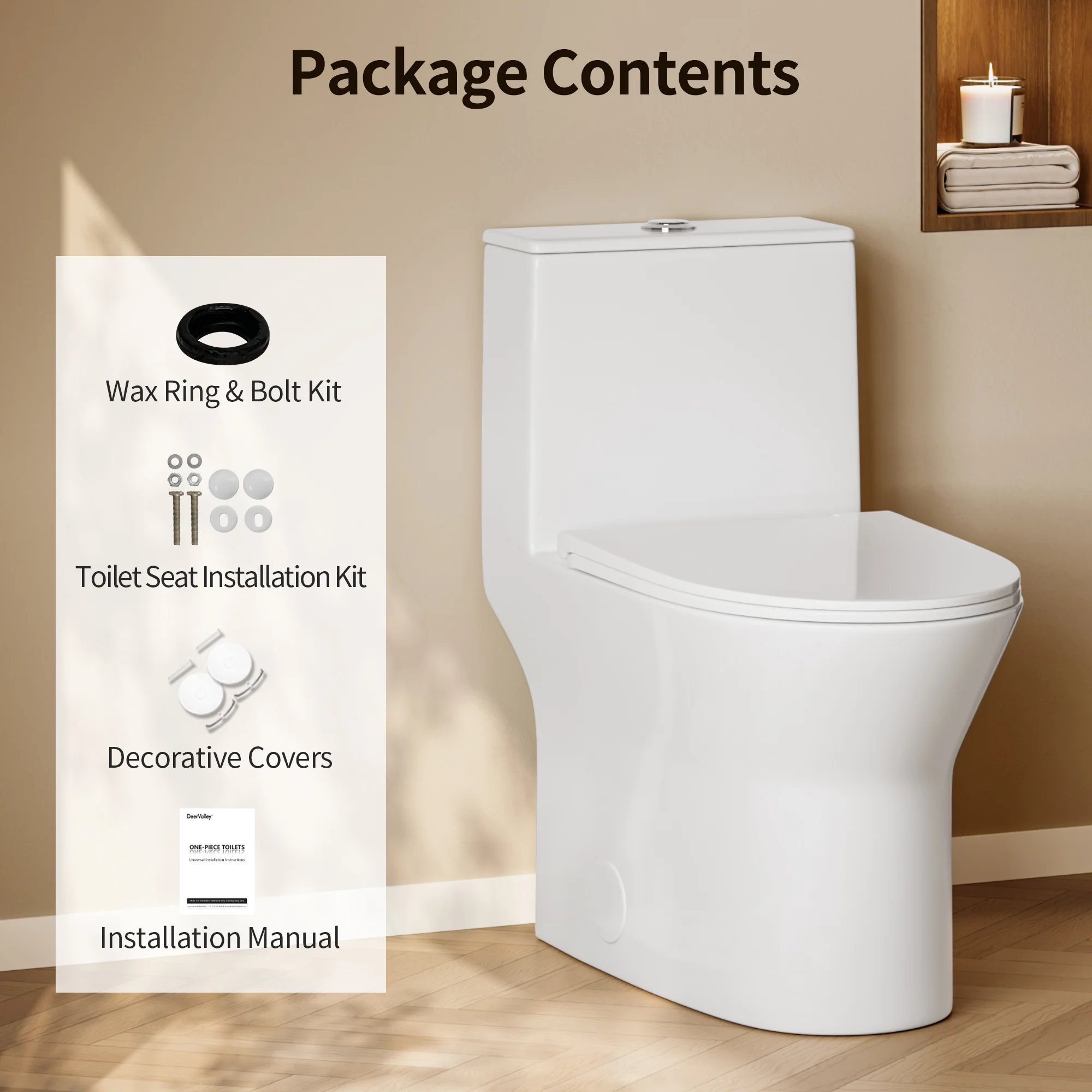 DeerValley DV-1F0250 One-Piece Toilet Soft-Close Seat Skirted Design Dual Flush - Image 4