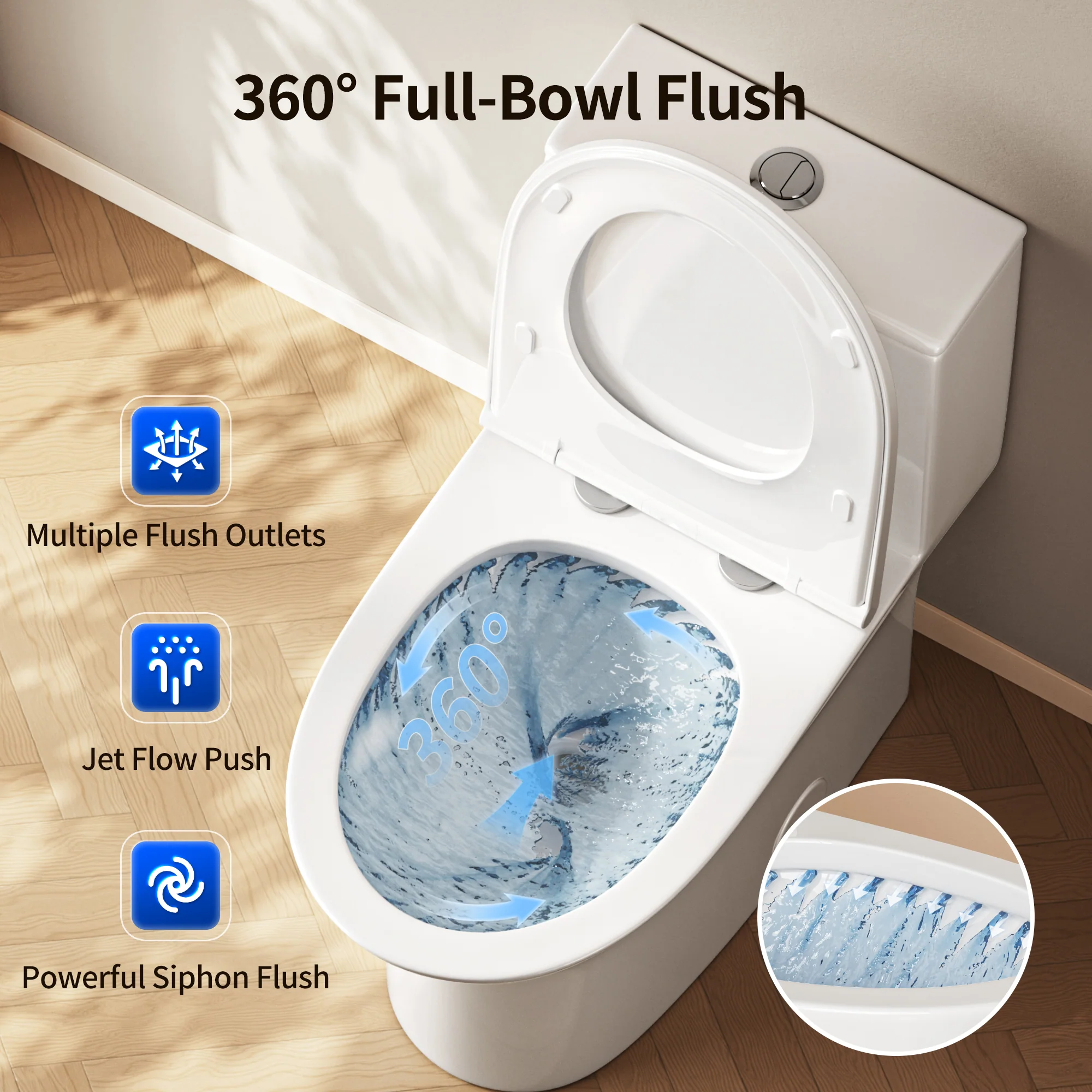 DeerValley DV-1F0250 One-Piece Toilet Soft-Close Seat Skirted Design Dual Flush - Image 6