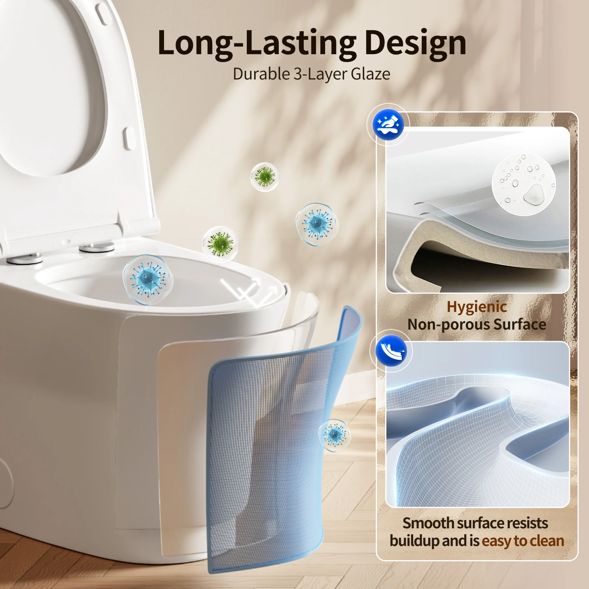 DeerValley DV-1F0250 One-Piece Toilet Soft-Close Seat Skirted Design Dual Flush - Image 9