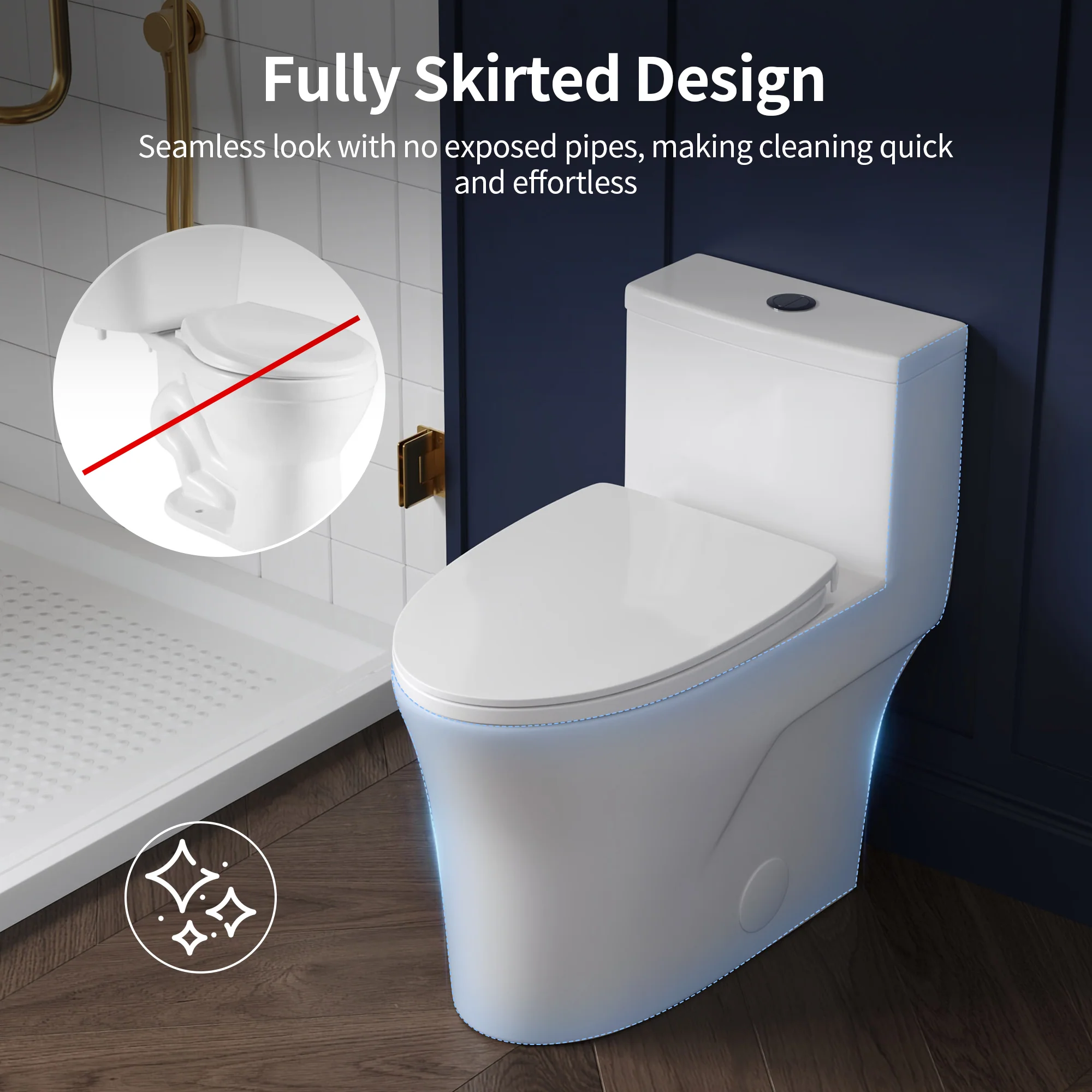 DeerValley DV-1F0437 One Piece Elongated Toilet – Dual Flush & Rimless, ADA Height, Seat Included - Image 5
