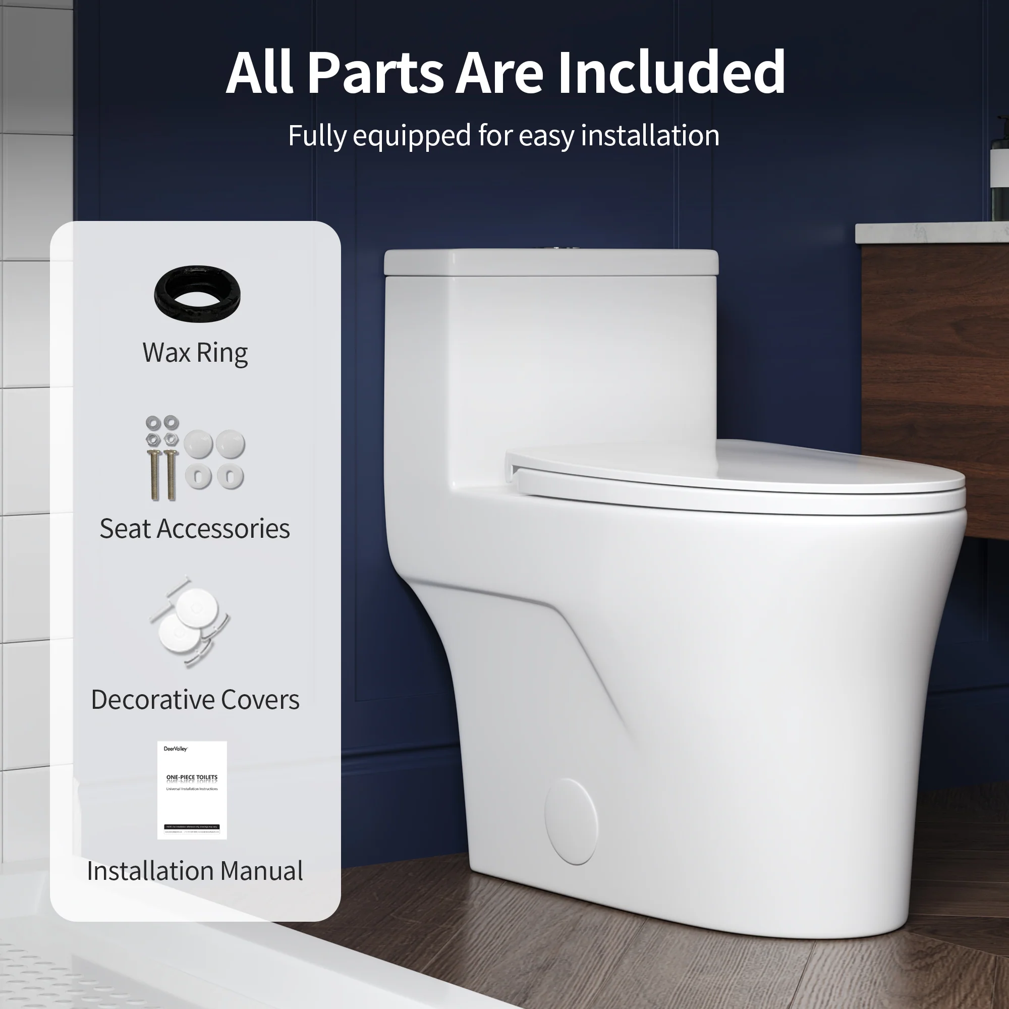 DeerValley DV-1F0437 One Piece Elongated Toilet – Dual Flush & Rimless, ADA Height, Seat Included - Image 6