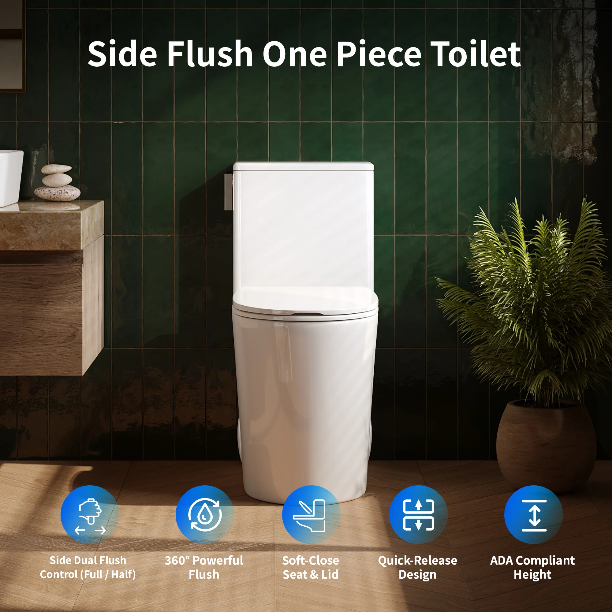 DeerValley DV-1F0470 One-Piece Toilet, Self-Cleaning Glaze & Dual Flush System - Image 10