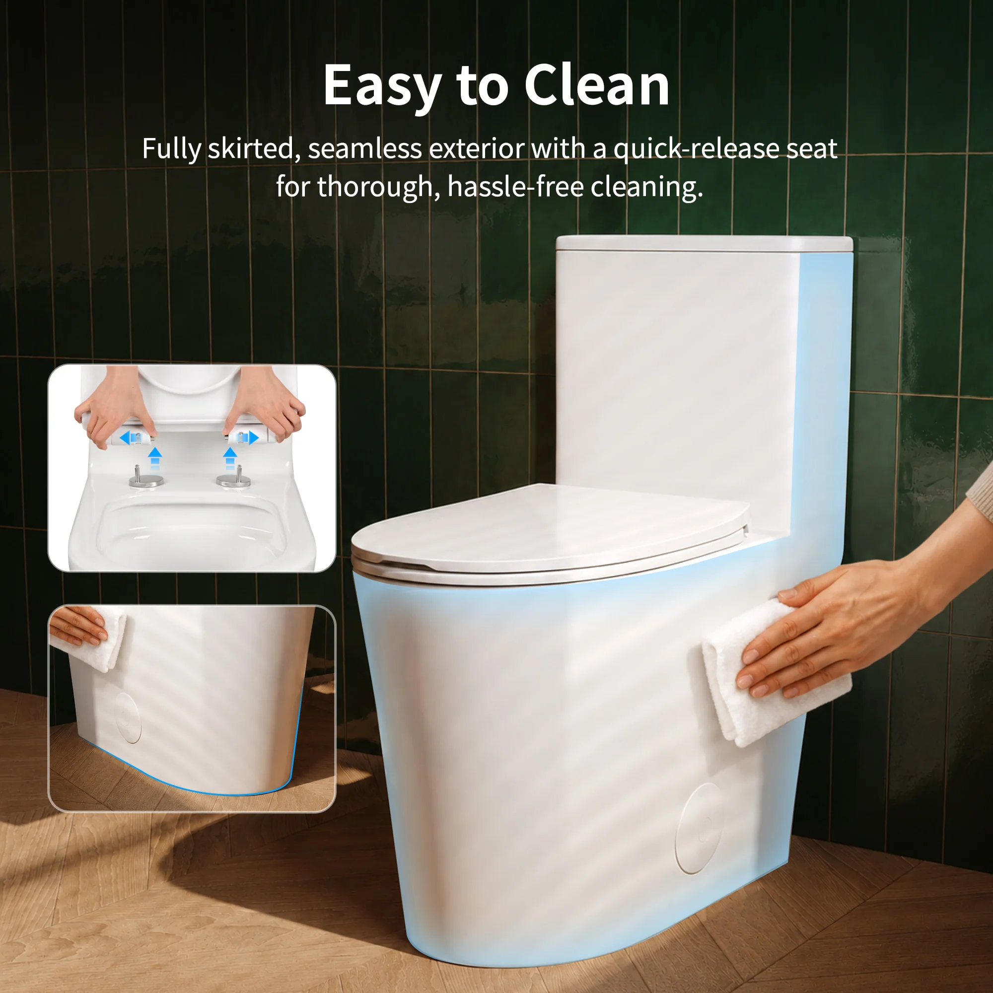 DeerValley DV-1F0470 One-Piece Toilet, Self-Cleaning Glaze & Dual Flush System - Image 7