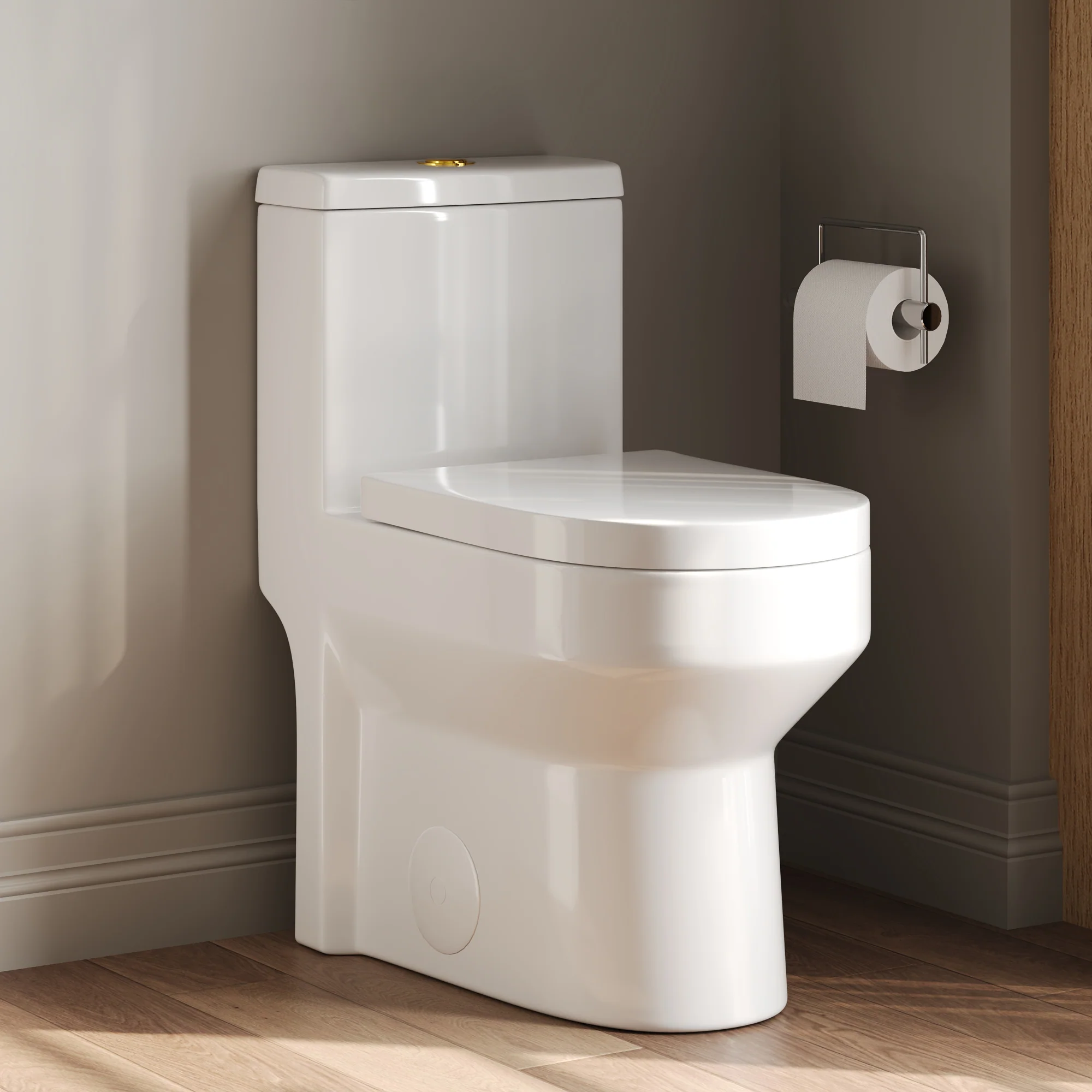 DeerValley Liberty Compact Toilets with Crisp White Button - High-Efficiency Round Toilet (Seat Included),DV-1F52812-G/W/B - Image 16