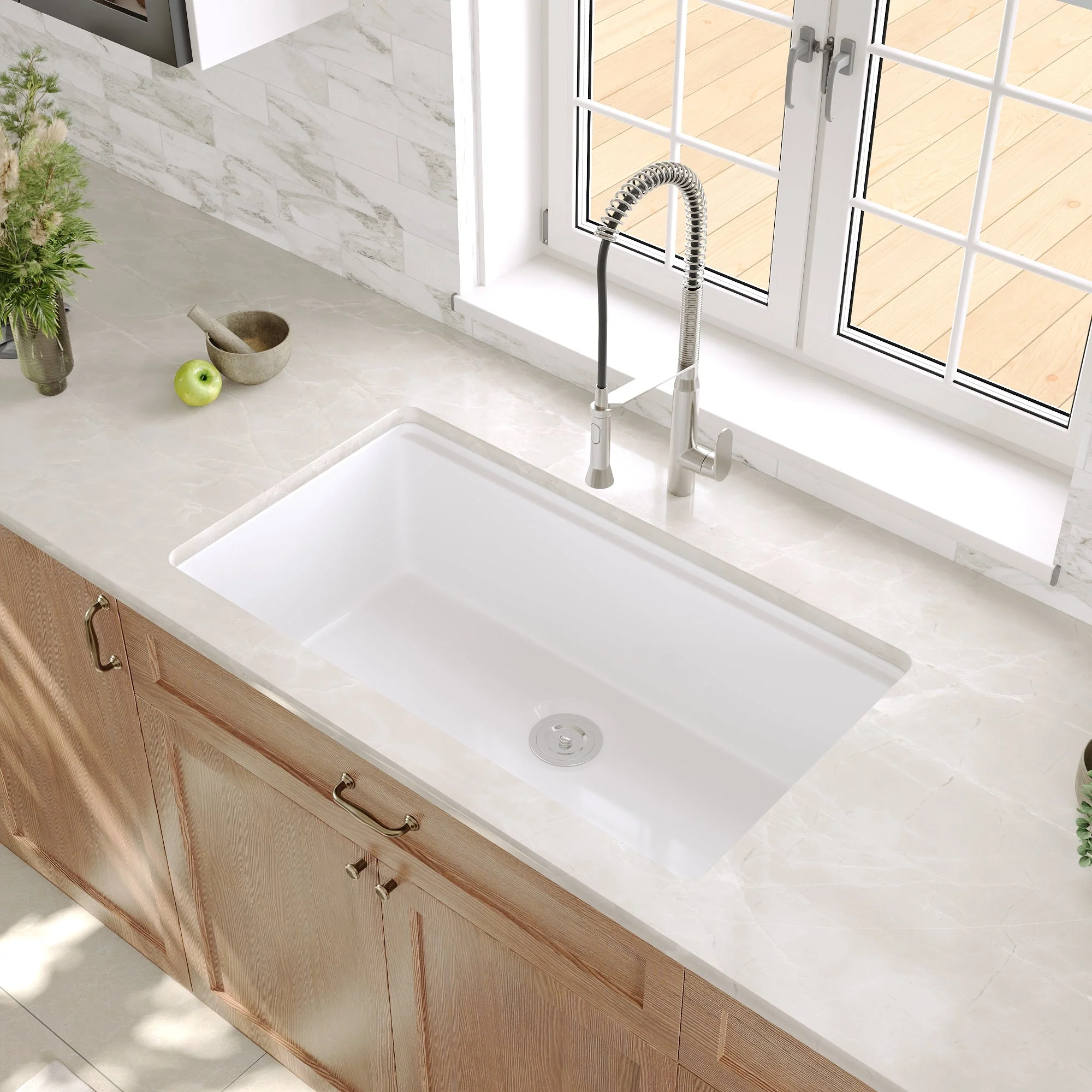 DeerValley DV-1K0141 Workstation Farmhouse Kitchen Sink Durable Fireclay Easy Clean - Image 4
