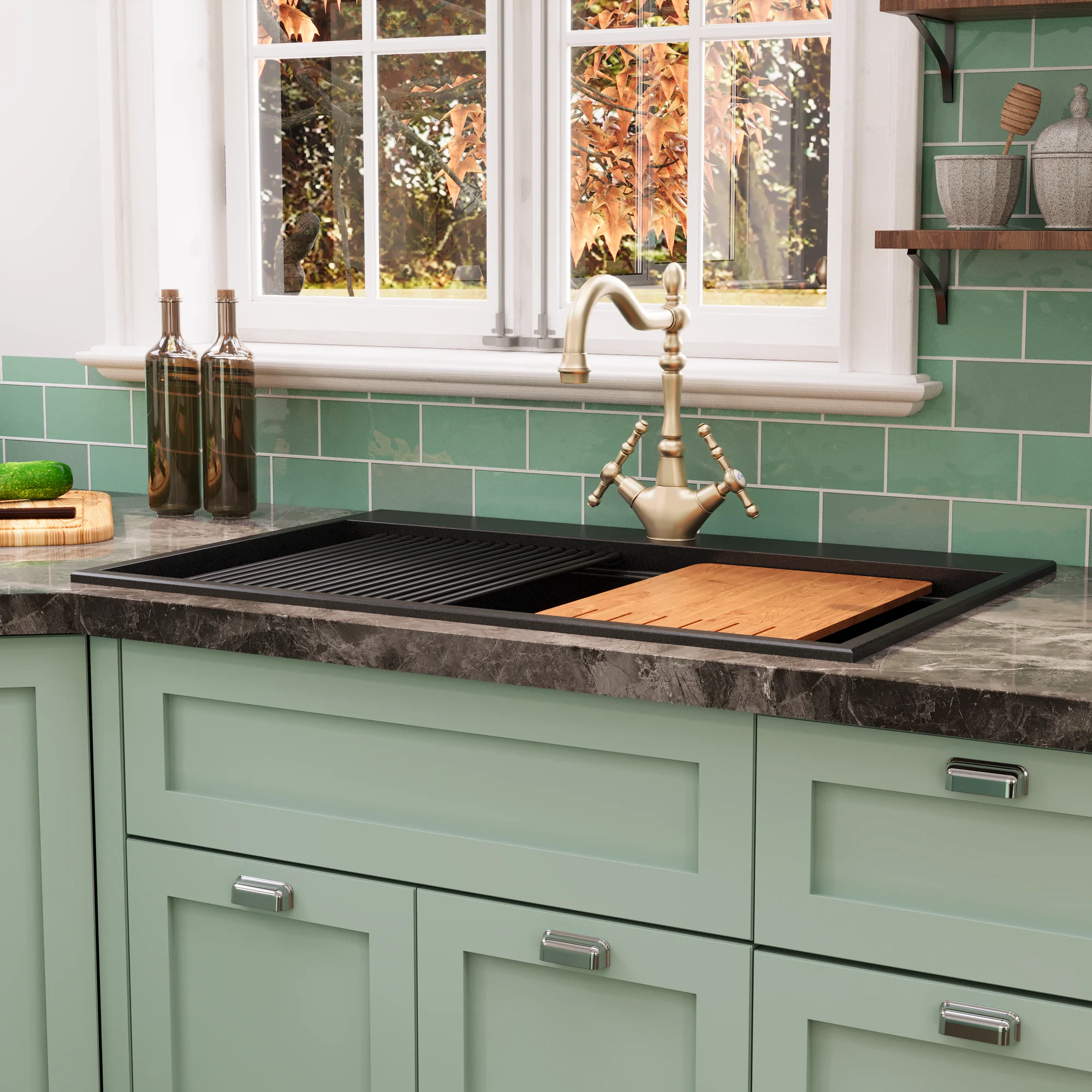DeerValley DV-1K0170 Granite Composite Kitchen Sink with Cutting Board Kit - Image 26
