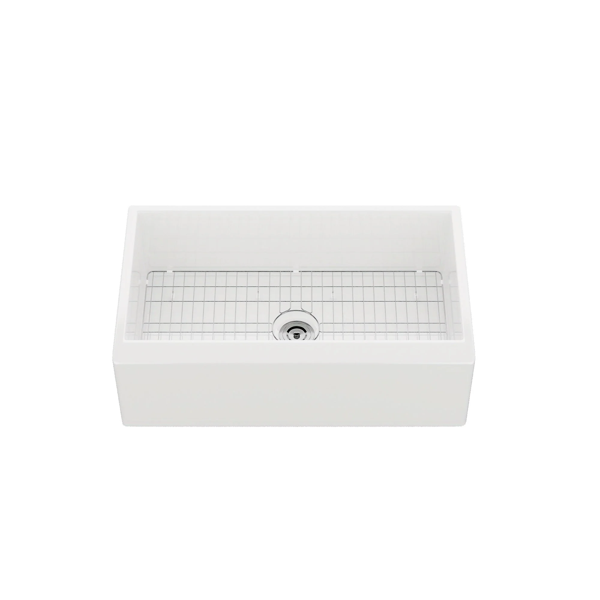 DeerValley DV-1K0259 33" L x 20" W White Farmhouse Kitchen Sink, Fireclay Apron Front Farm Sink with Sink Grid & Basket Strainer - Image 7