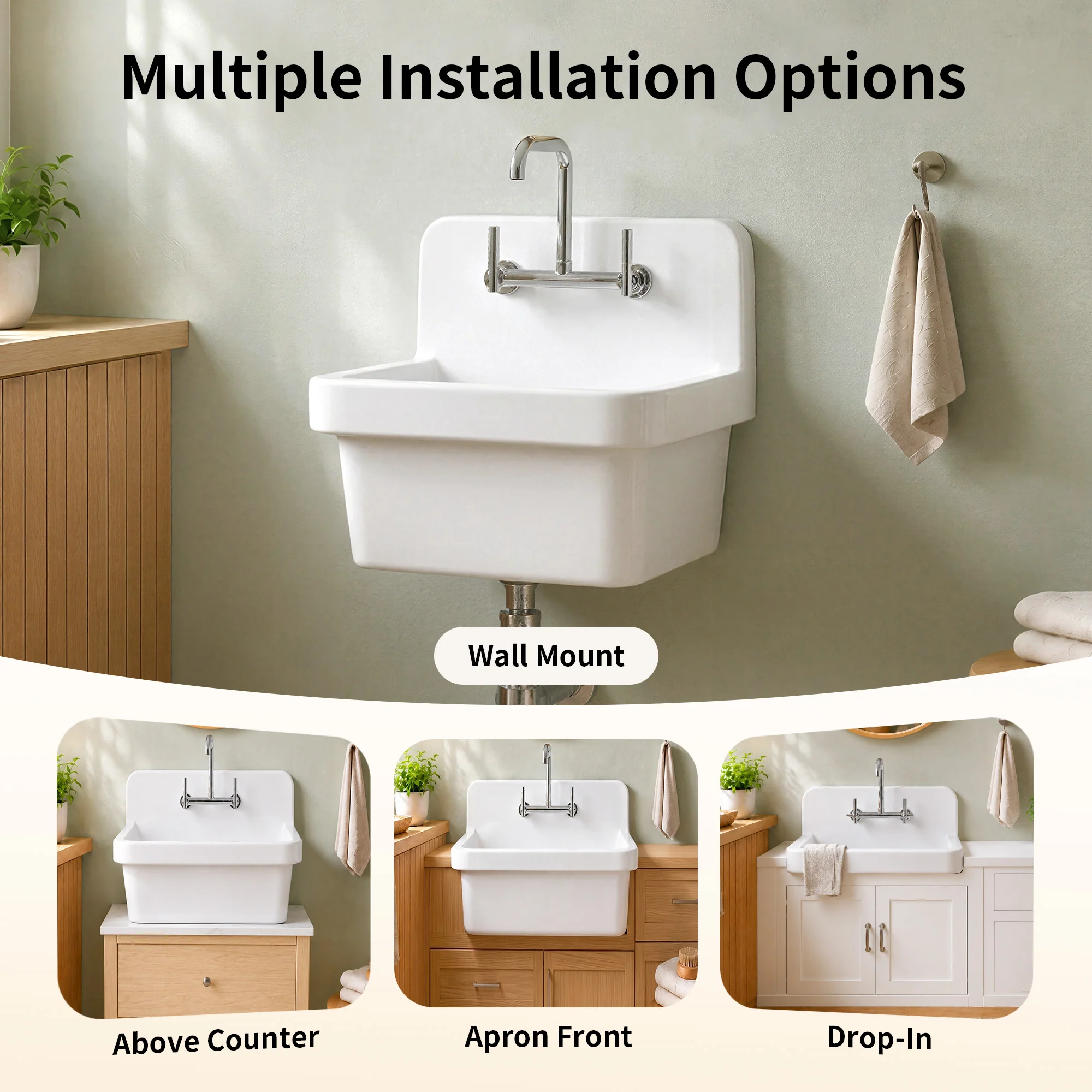 DeerValley DV-1K0487 Fireclay Utility Sink, Deep Basin & Wall-Mount Kit - Image 10