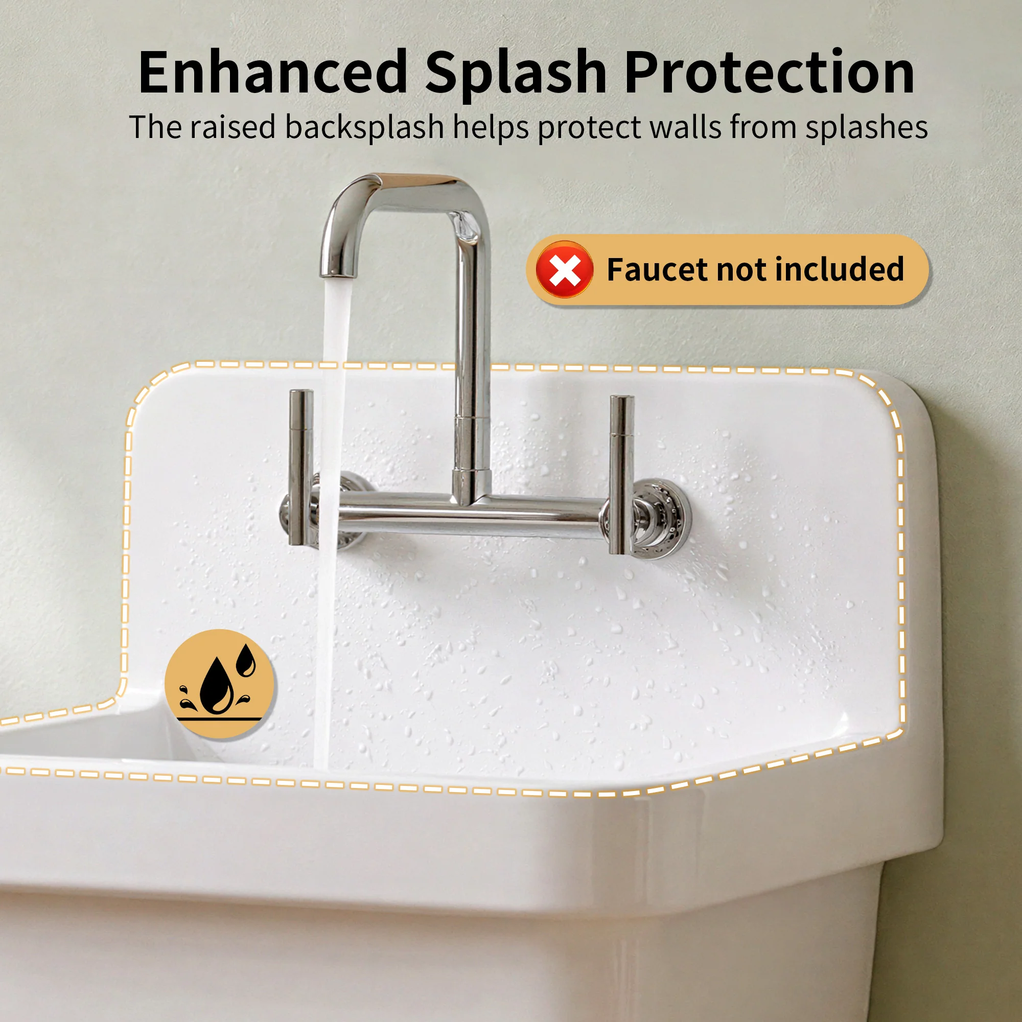 DeerValley DV-1K0487 Fireclay Utility Sink, Deep Basin & Wall-Mount Kit - Image 11