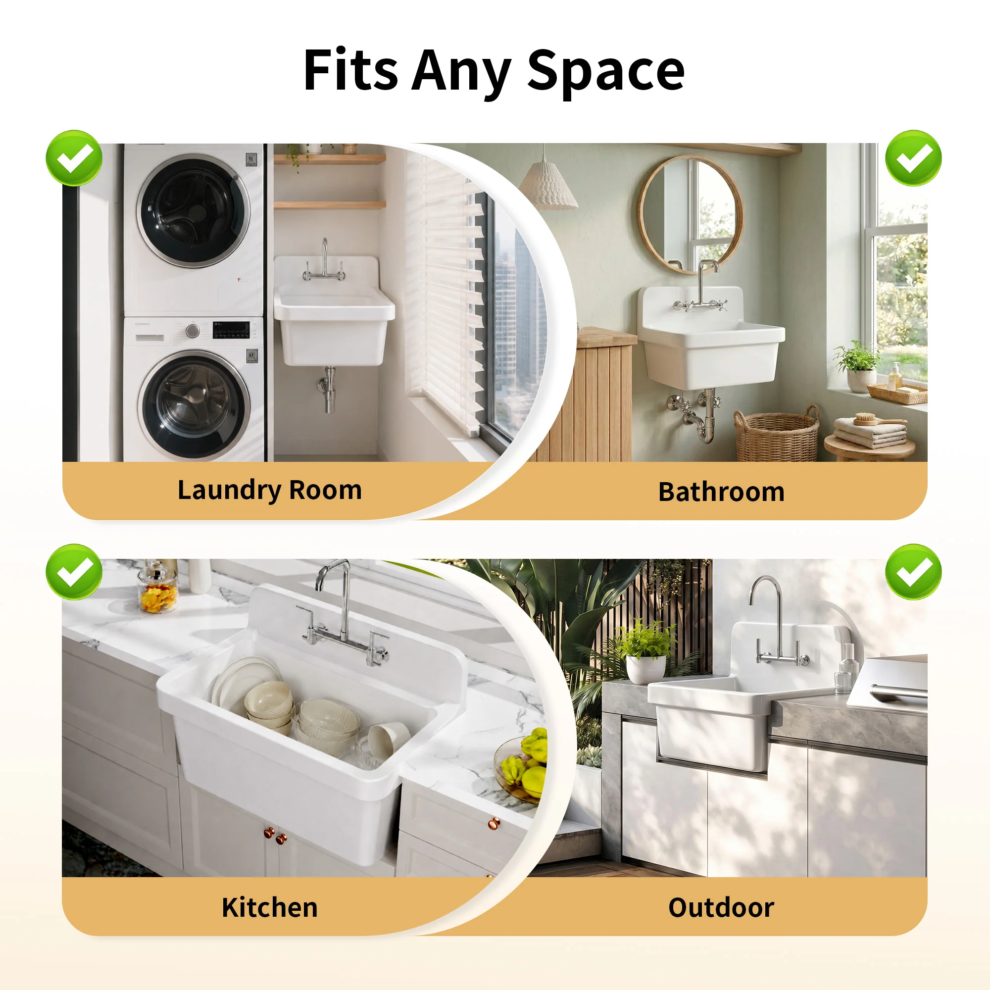 DeerValley DV-1K0487 Fireclay Utility Sink, Deep Basin & Wall-Mount Kit - Image 9