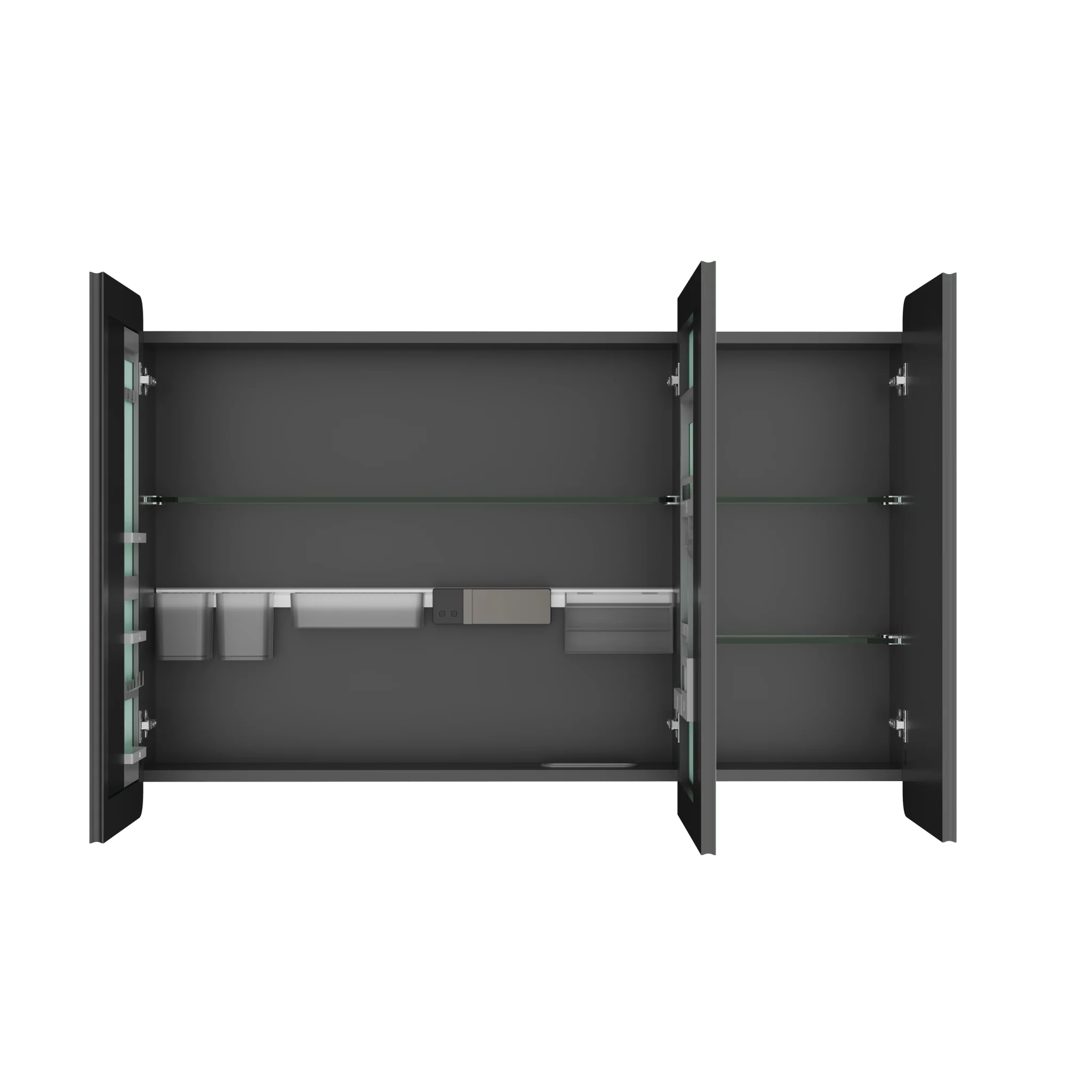 DeerValley Three-Door Wall-Mounted Mirror Cabinet with Black Aluminum Frame and Inner Storage - Image 4