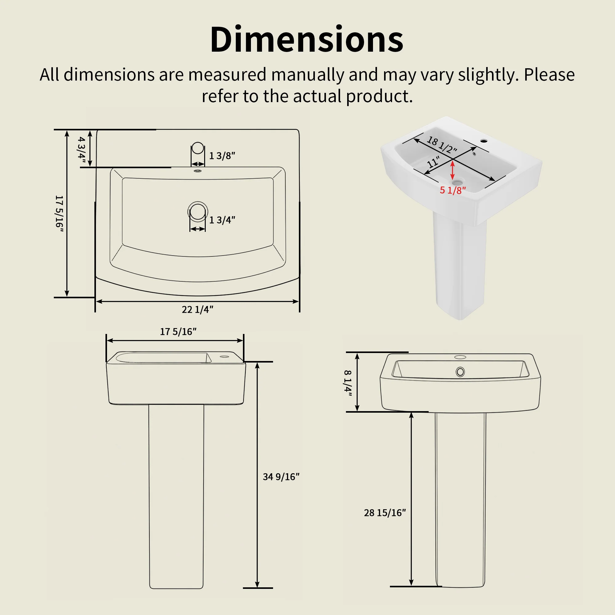 DeerValley DV-1P533 Pedestal Sink – Space-Saving with Overflow & Durable Ceramic - Image 14