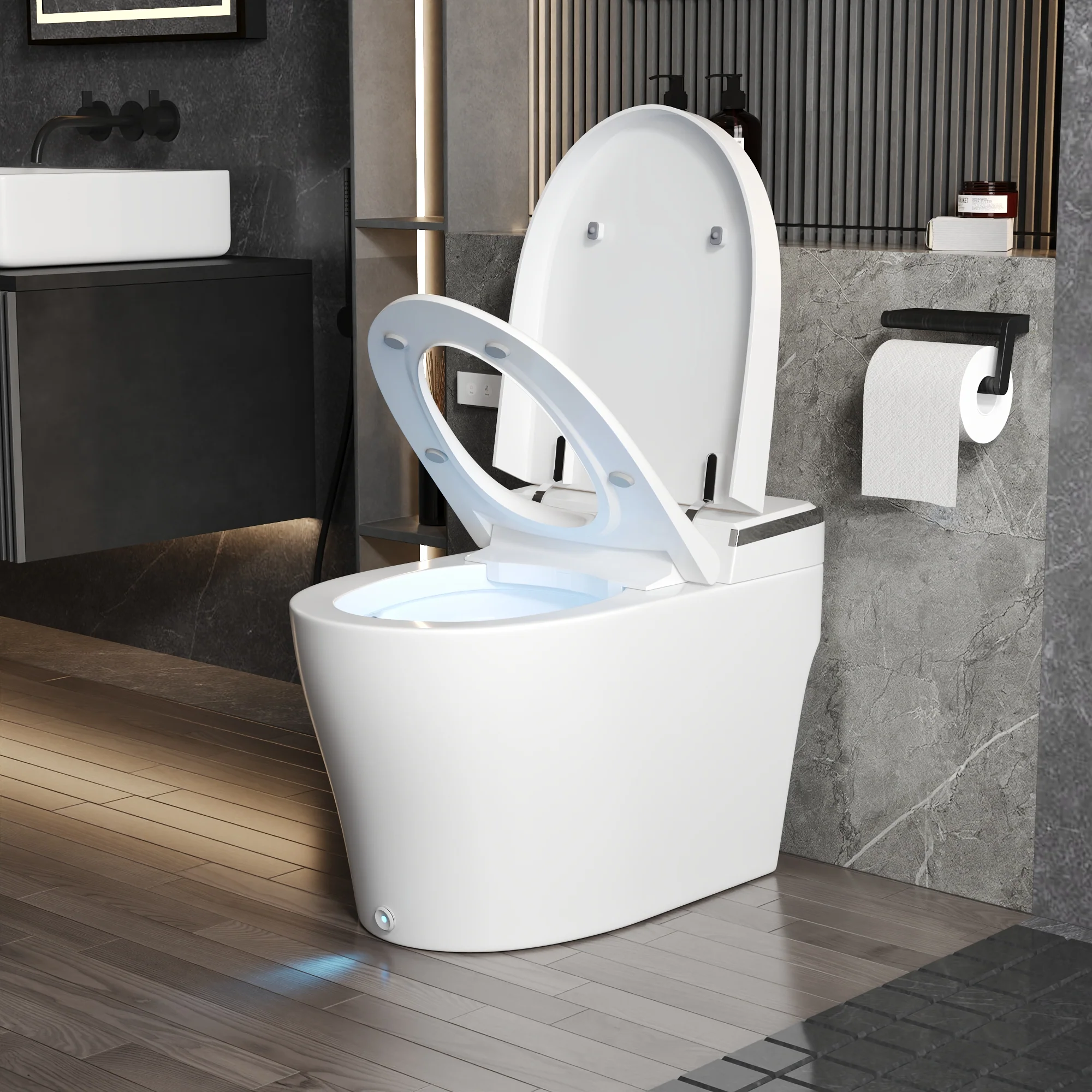 DeerValley DV-1S0029/V1/V3 Tankless Elongated Smart Toilet, One-Piece Elongated Smart Toilet with Foot Kick Flush (Seat Included) - Image 8
