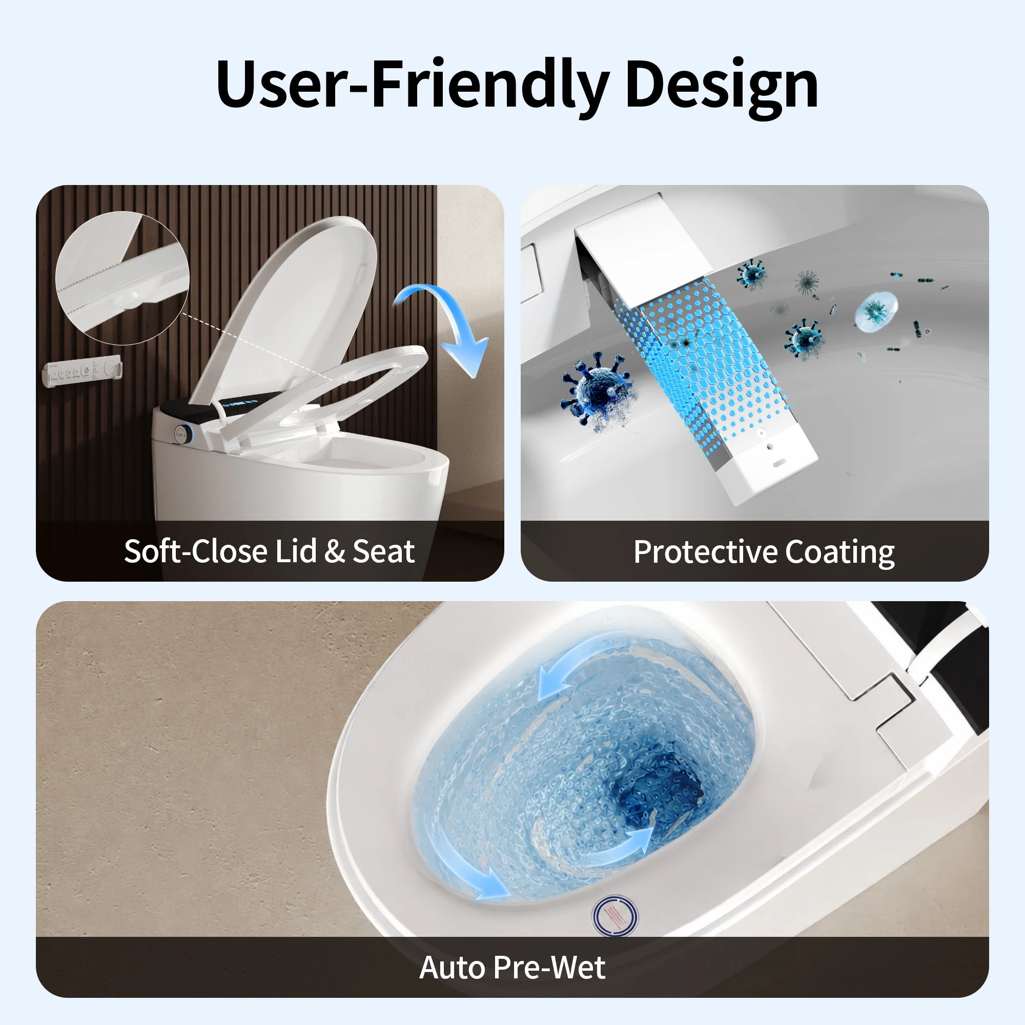 DeerValley DV-1S0450 Intelligent Elongated Toilet: Siphon Jet Flush with Integrated Bidet & Remote Control - Image 4