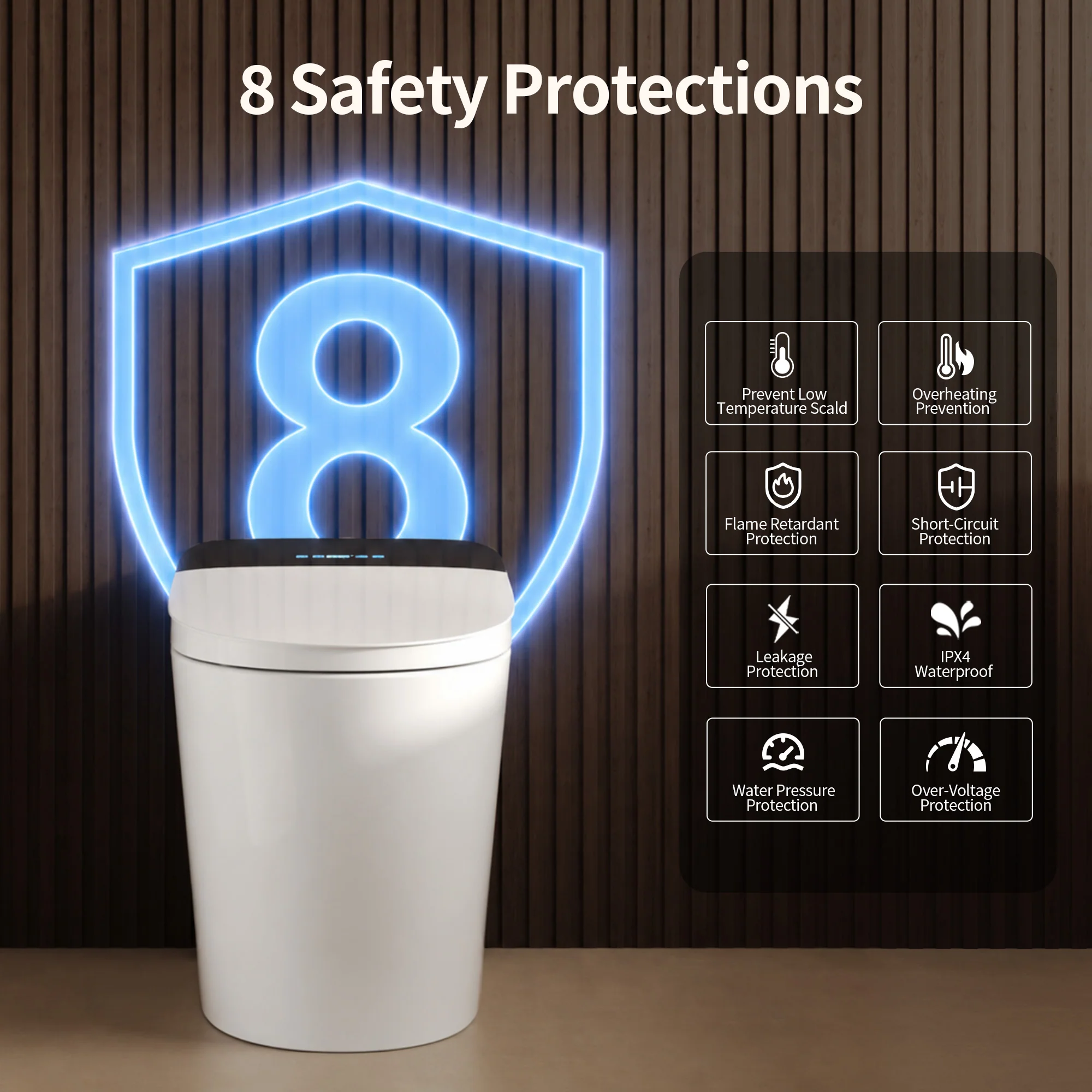 DeerValley DV-1S0450 Intelligent Elongated Toilet: Siphon Jet Flush with Integrated Bidet & Remote Control - Image 5