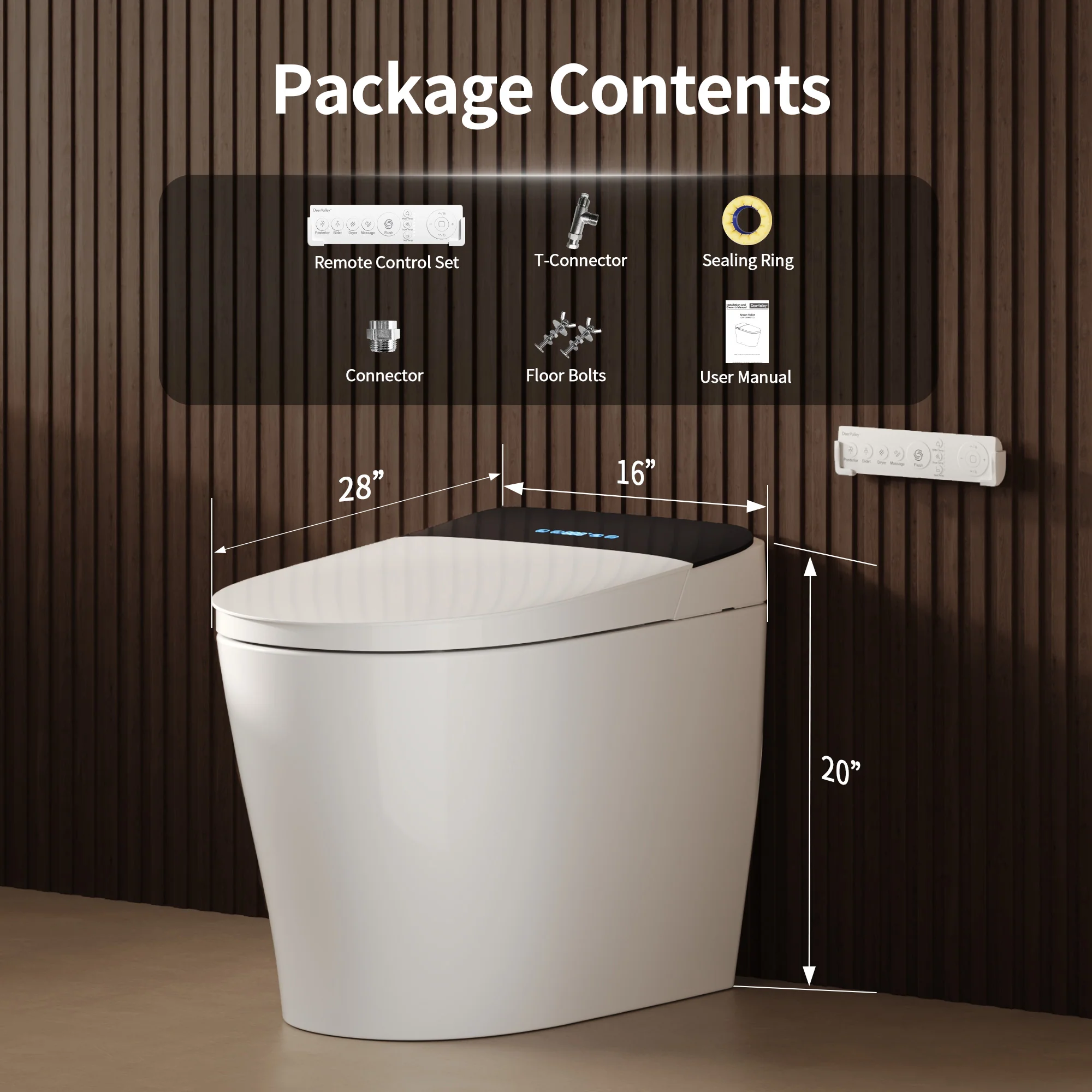 DeerValley DV-1S0450 Intelligent Elongated Toilet: Siphon Jet Flush with Integrated Bidet & Remote Control - Image 6