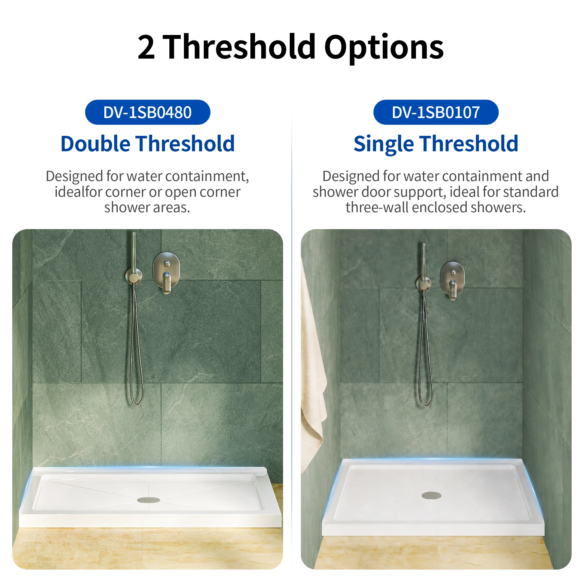 DeerValley DV-1SB0480 48 in. L x 30 in. W x 3.5 in. H Alcove Shower Pan Base with Center Drain in White - Image 11