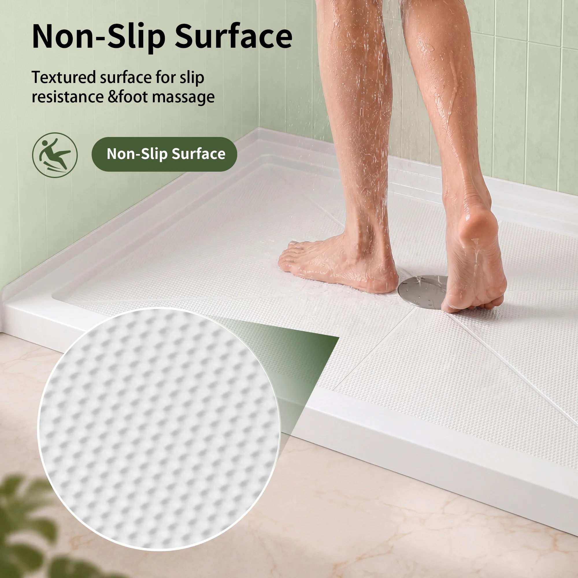 DeerValley DV-1SB0481 Shower Base in White, Acrylic Single Threshold Shower Pan with Non-Slip Texture, Center Drain Hole - Image 3
