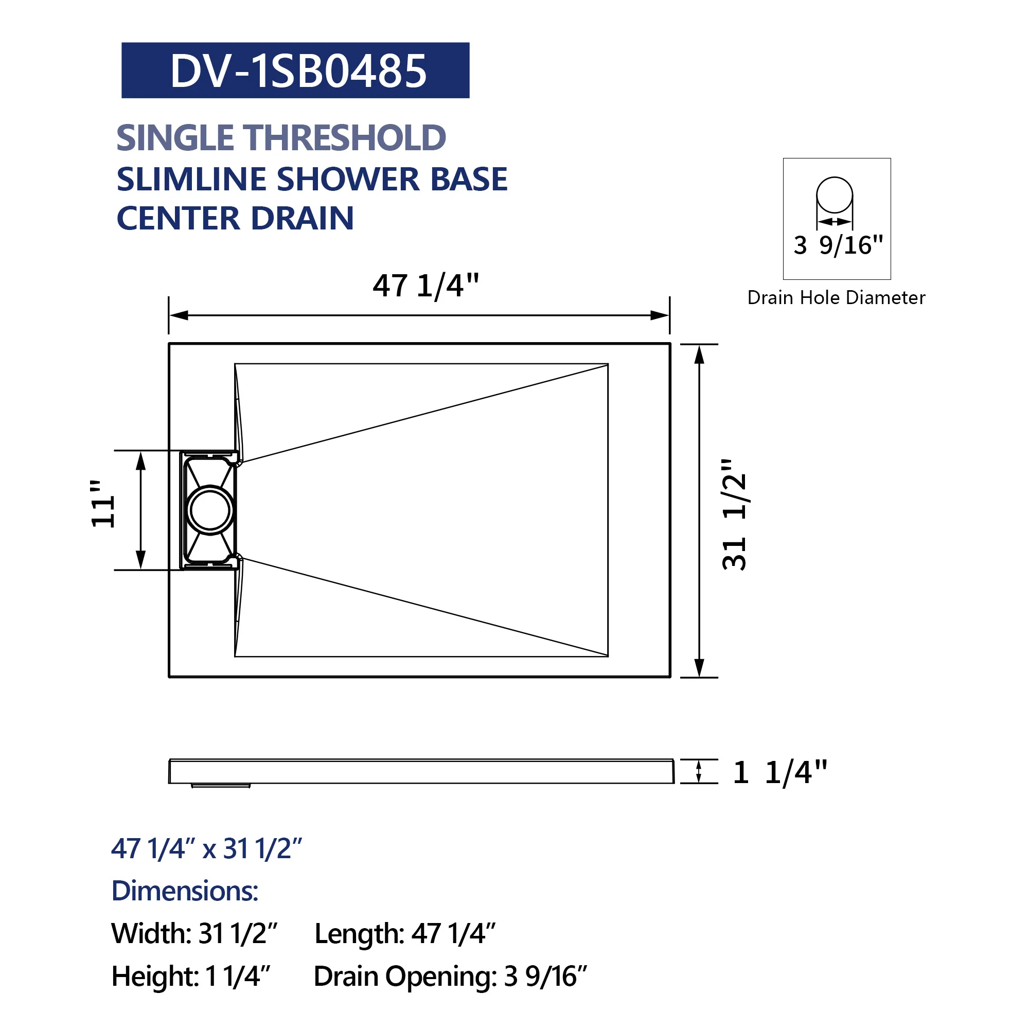 DeerValley DV-1SB0483/DV-1SB0485 60" x 36"/48" x 32" Zero Threshold Shower Base Seamless Entry, Modern Living - Image 12