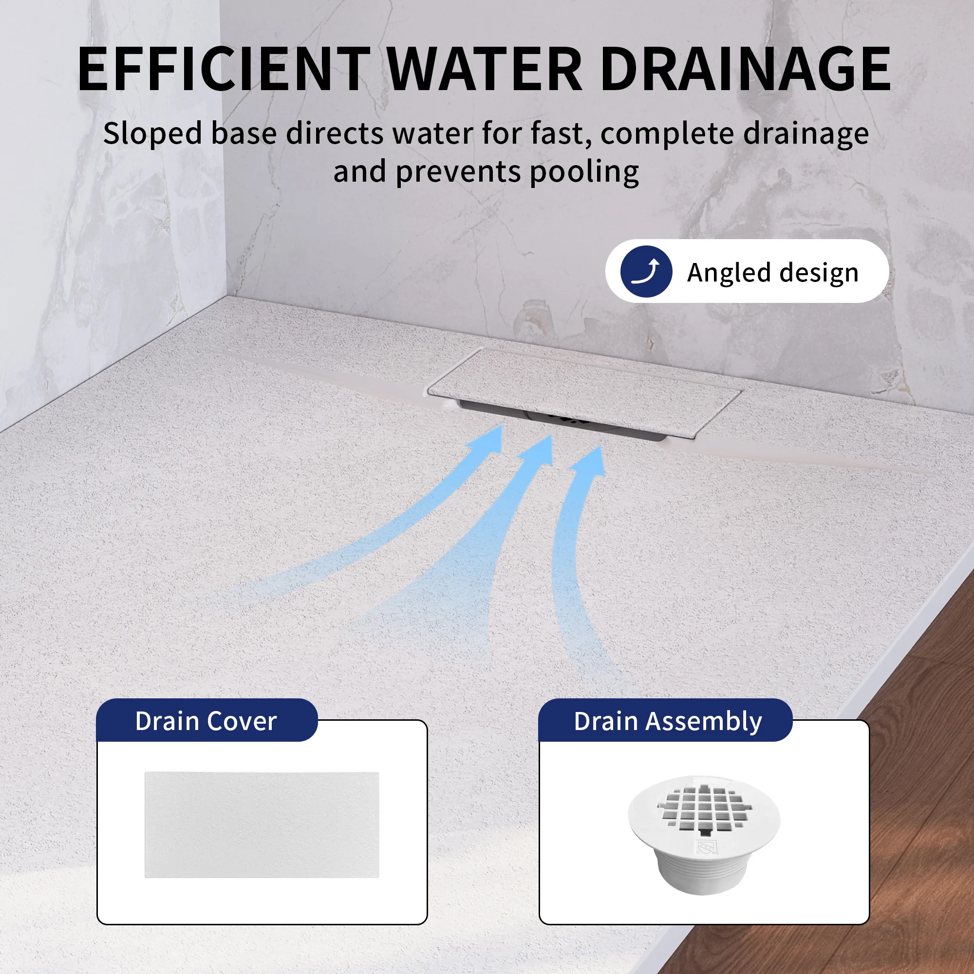 DeerValley DV-1SB0483/DV-1SB0485 60" x 36"/48" x 32" Zero Threshold Shower Base Seamless Entry, Modern Living - Image 15