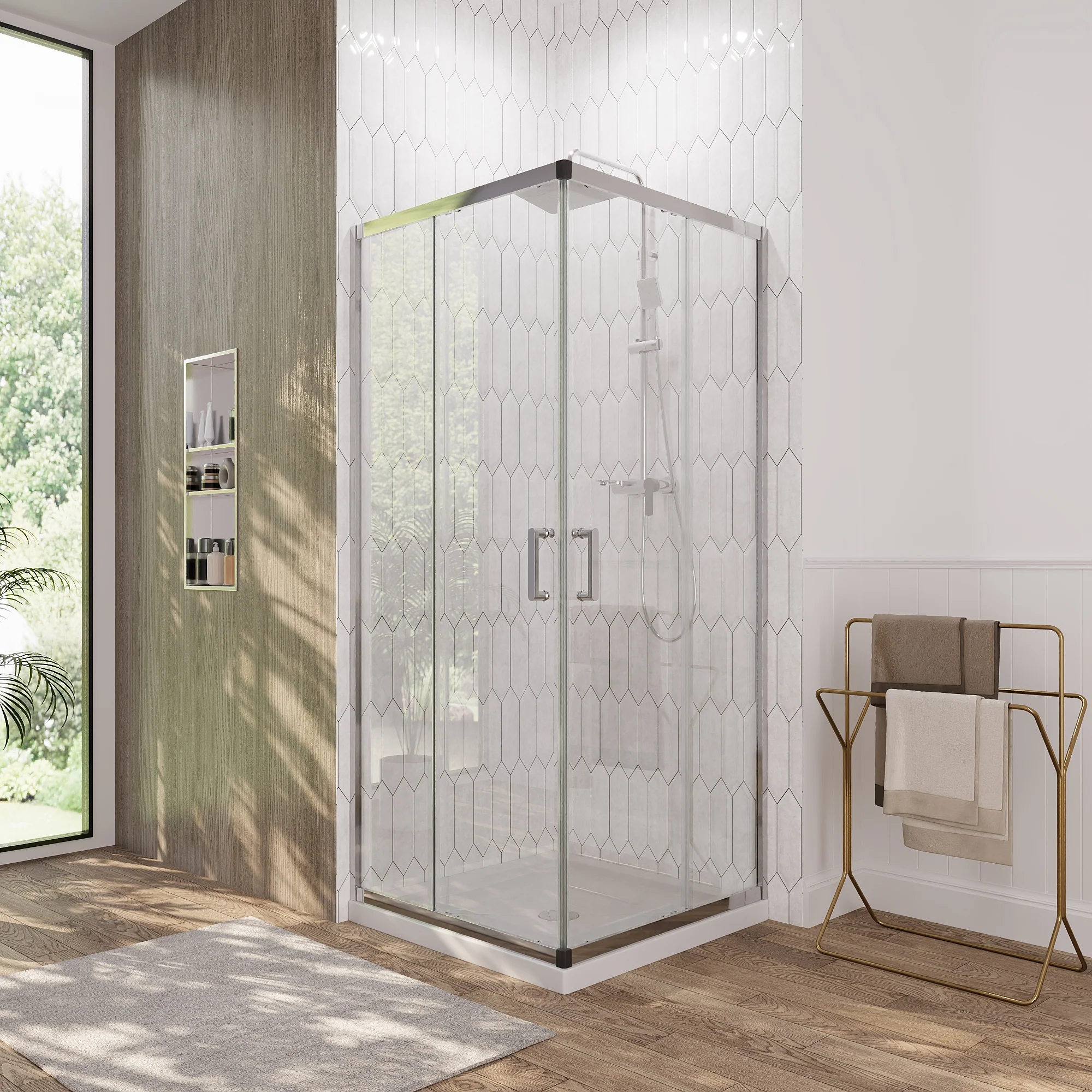 DeerValley DV-1SD0213 Framed Square Reversible Shower Enclosure, Double Sliding Door Corner Shower Door with 0.24" Clear Glass - Image 5