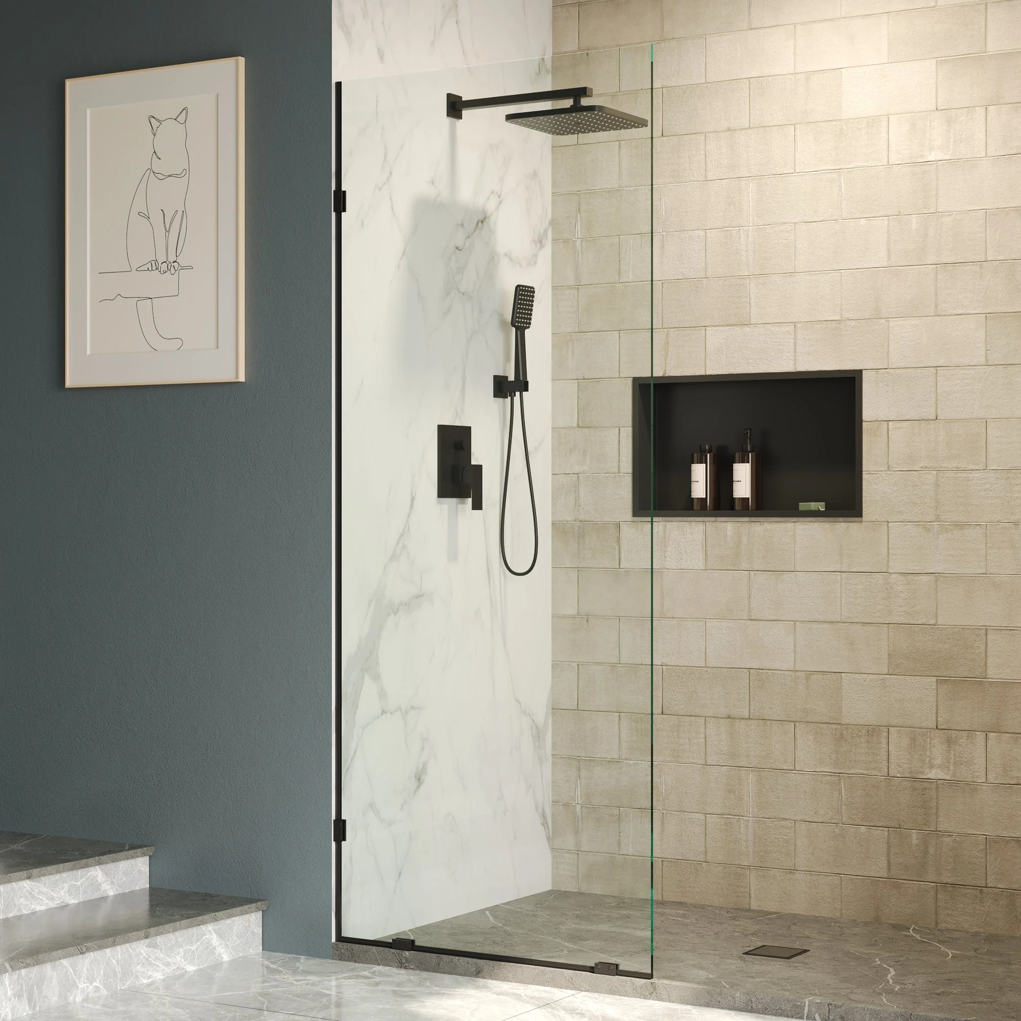 ALLY 36"x 78" Single Fixed Glass Panel for Shower, Thick Frameless Tempered Safety Glass & Fixed Panel with Hardware - Image 7