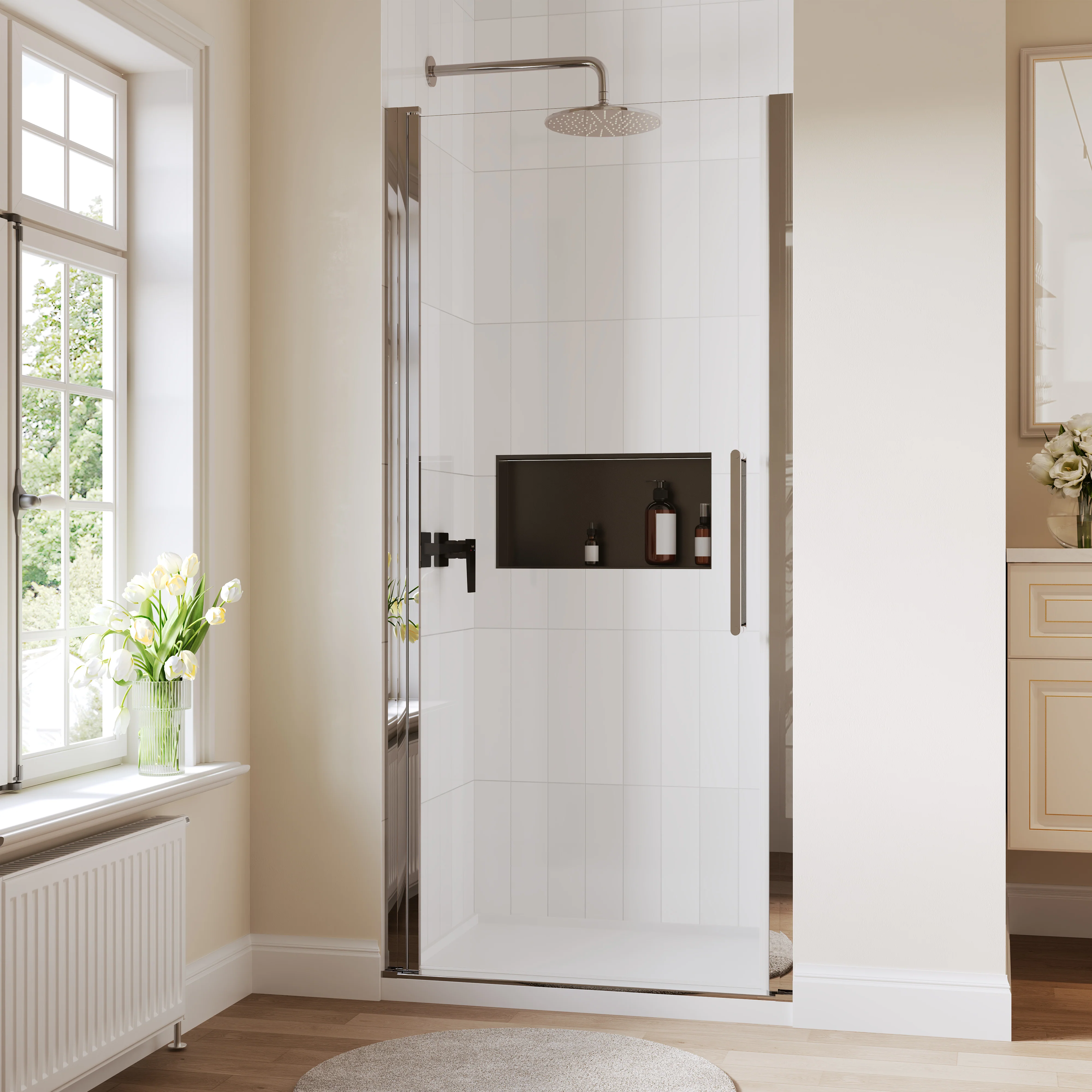 DeerValley DV-1SD0462B06 34" Framed Sliding Tub Door – 6mm Tempered Glass with Easy-Clean Coating - Image 2