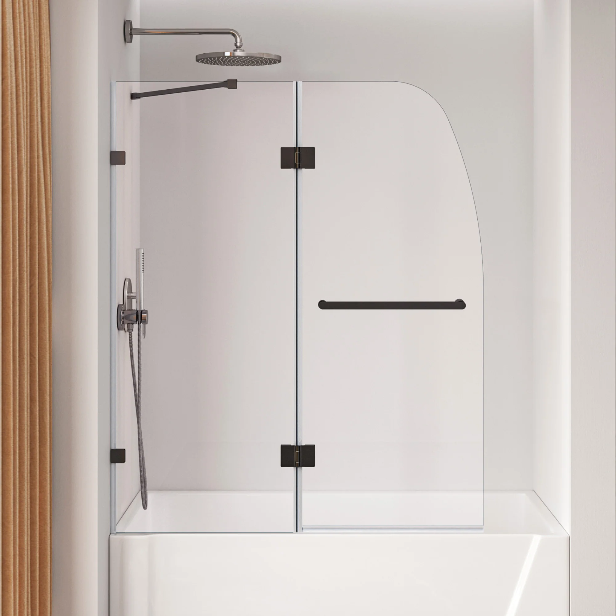 DeerValley DV-1SD0465B06 48" Frameless Bathtub Door, EasyClean & Towel Bar