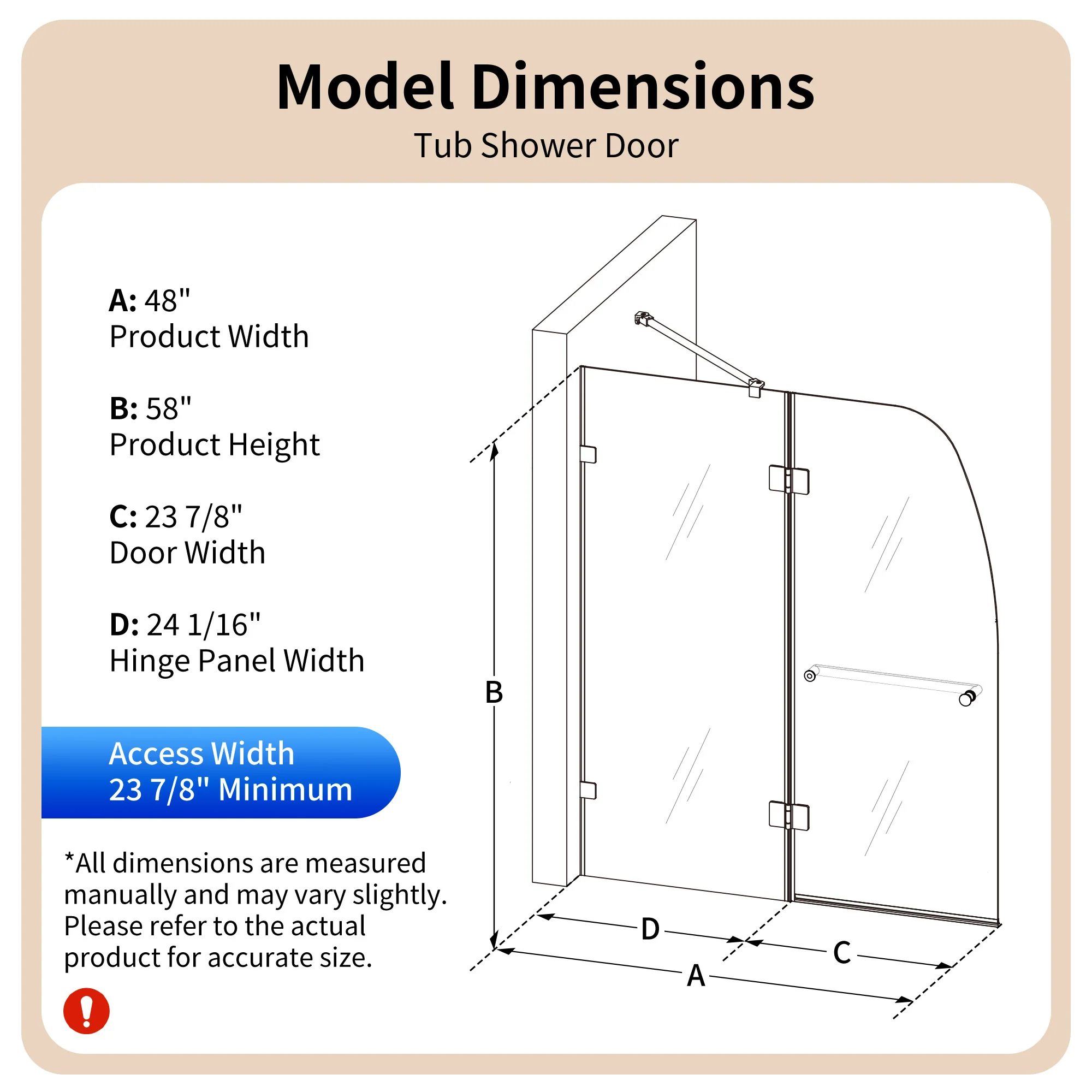 DeerValley DV-1SD0465B06 48" Frameless Bathtub Door, EasyClean & Towel Bar - Image 12
