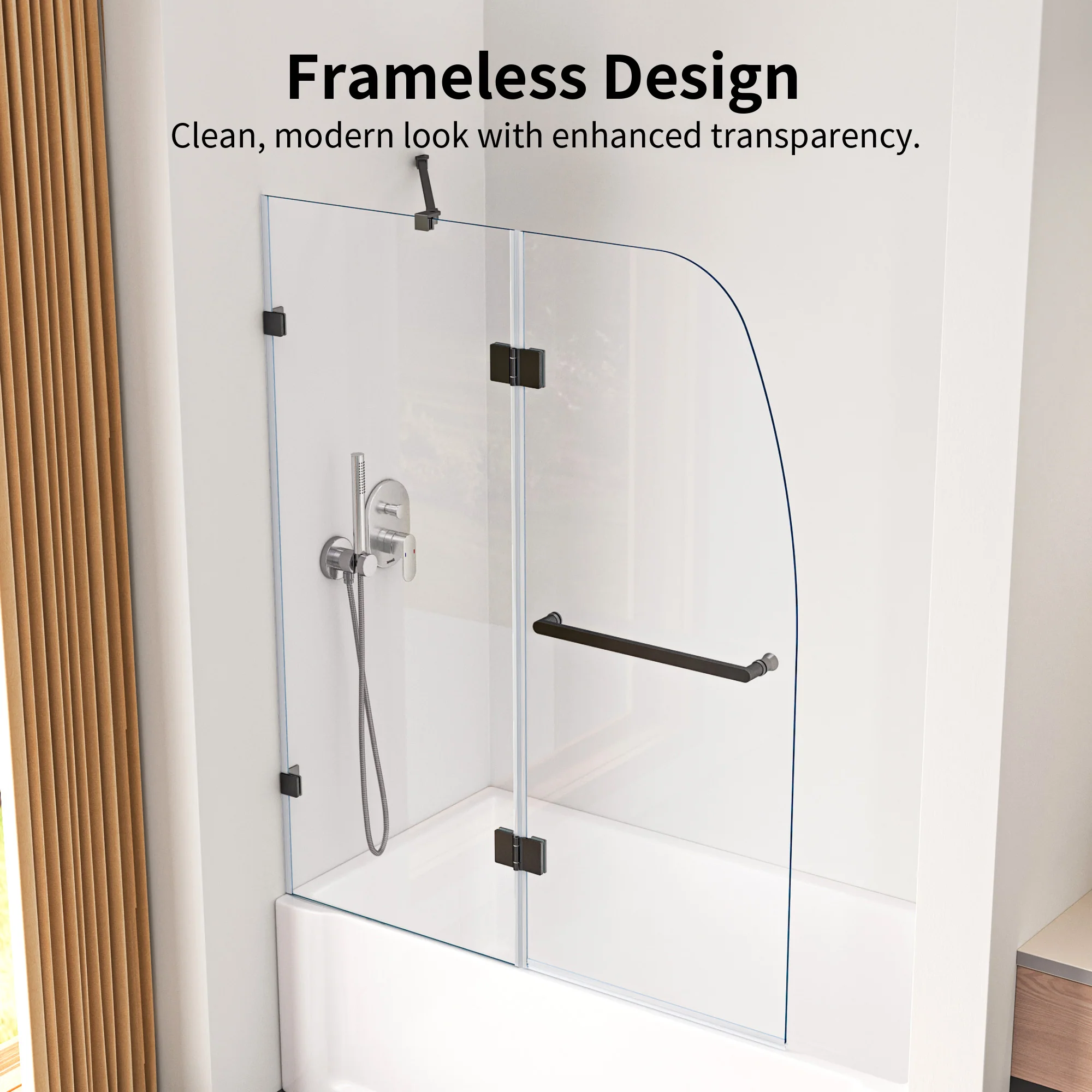 DeerValley DV-1SD0465B06 48" Frameless Bathtub Door, EasyClean & Towel Bar - Image 6