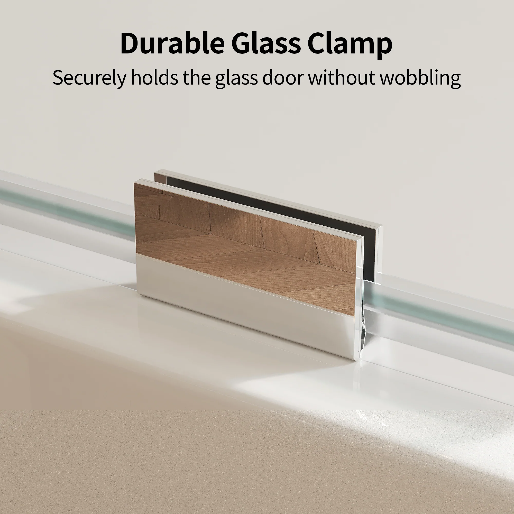 DeerValley DV-1SD0466B10 34" W x 58" H Frameless Bathtub Shower Door, Single Fixed Bath Panel with Clamps, 3/8" Tempered Glass Bathroom Shower Screen - Image 6