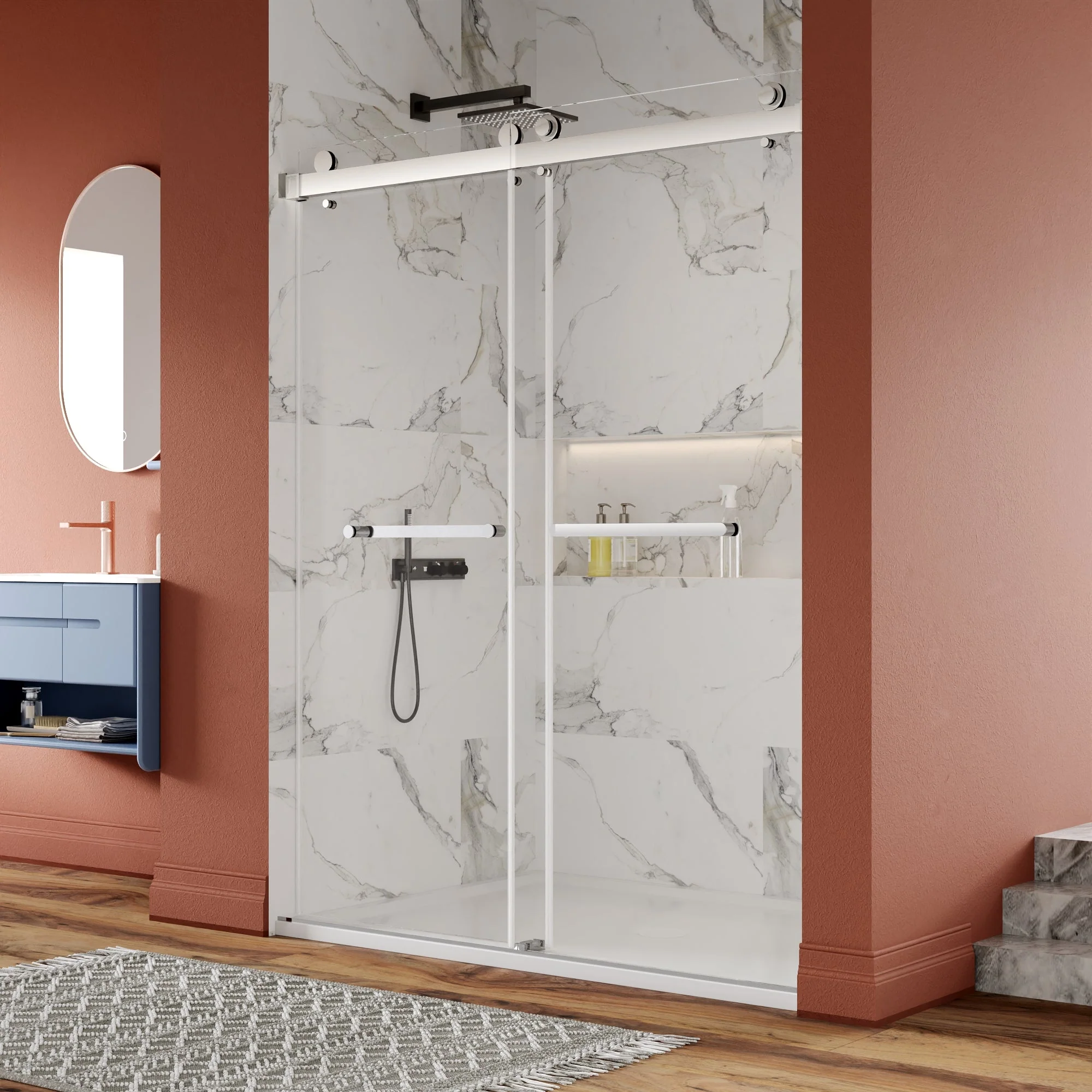 DeerValley DV-1SD052 60"x 76" Shower Enclosure Double Sliding Frameless - Image 13