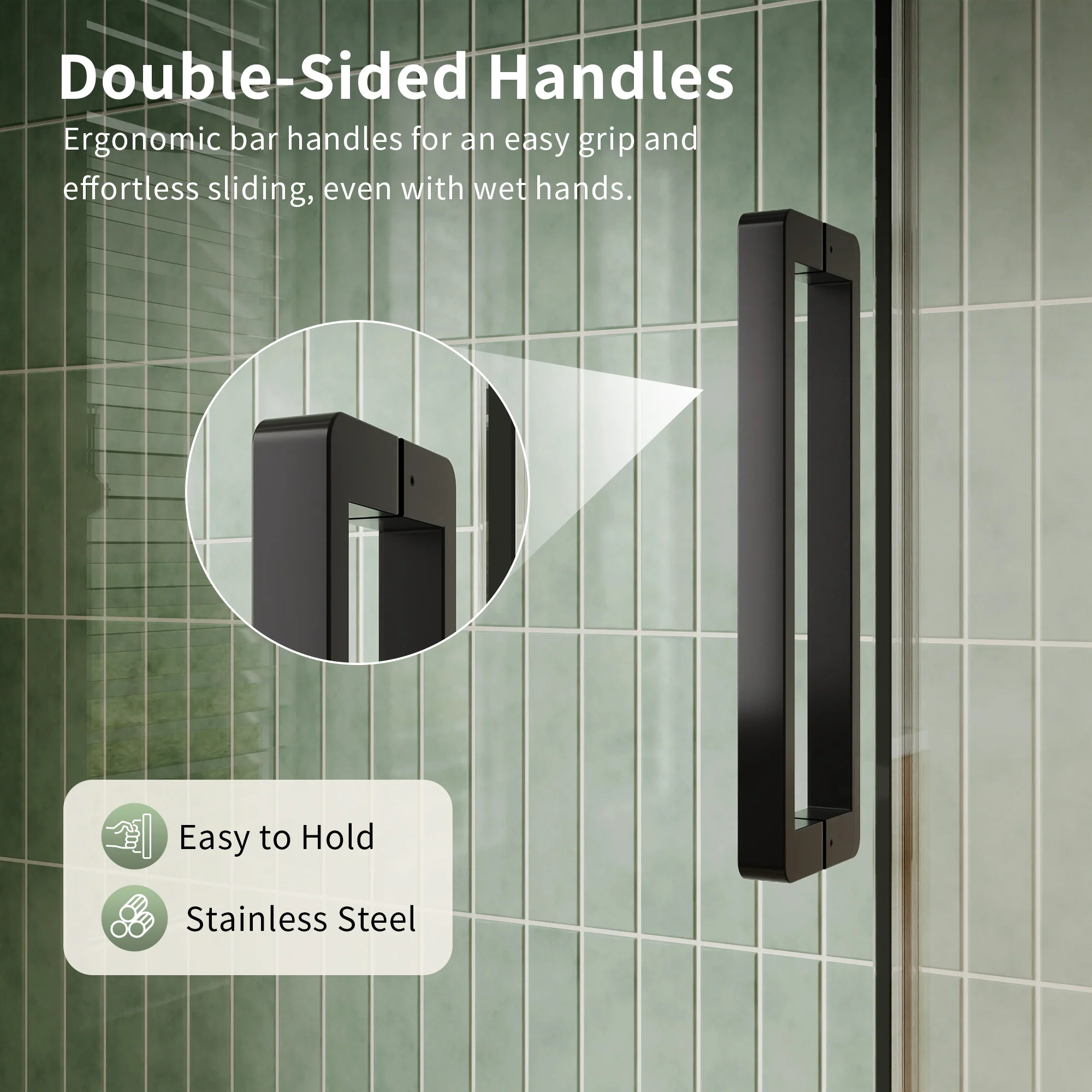 DeerValley DV-1SD469ZH016 Shower Door, Smooth Sliding Experience with Matte Black Top Rail and Clear Glass Panel - Image 7