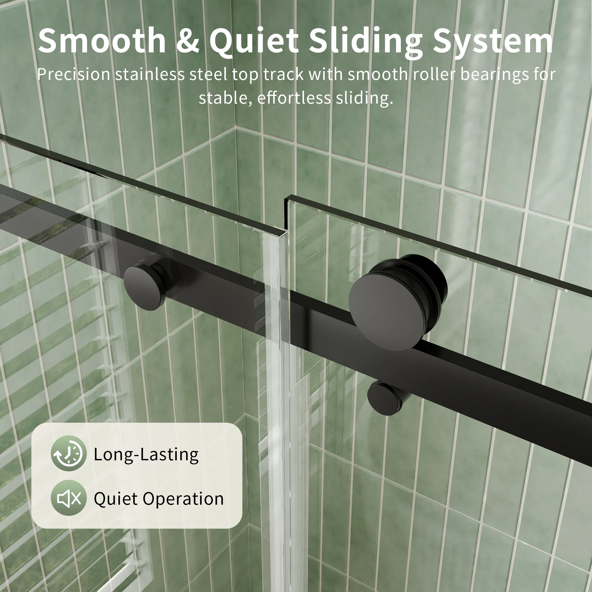 DeerValley DV-1SD469ZH016 Shower Door, Smooth Sliding Experience with Matte Black Top Rail and Clear Glass Panel - Image 8