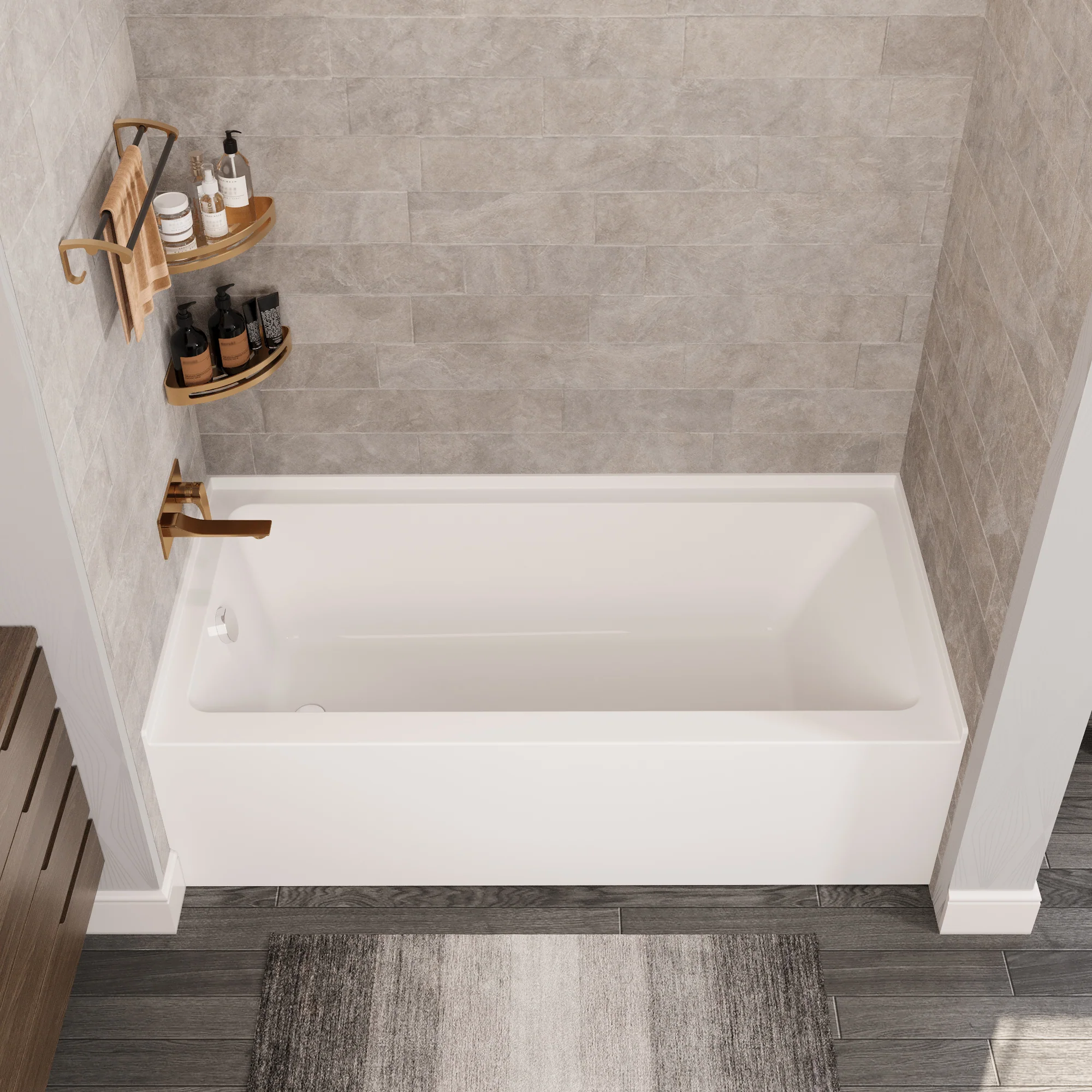 DeerValley DV-1T0195 60x30 Acrylic Alcove Soaking Bathtub with Apron, Left Drain, White - Image 4