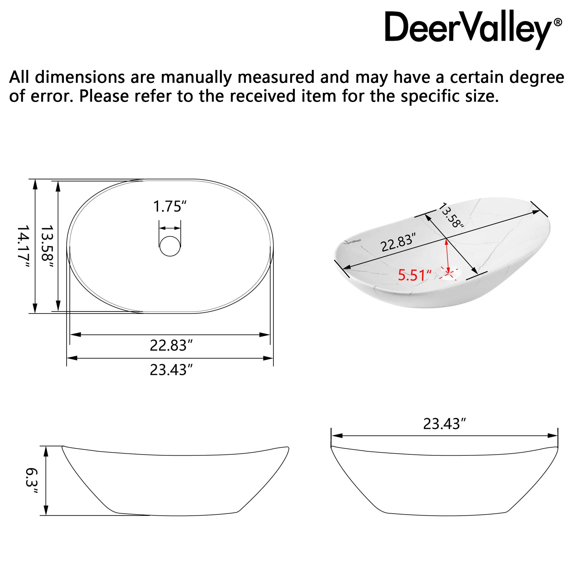 23" x 14" Oval Vessel Bathroom Sink, Easy to Clean - Image 9