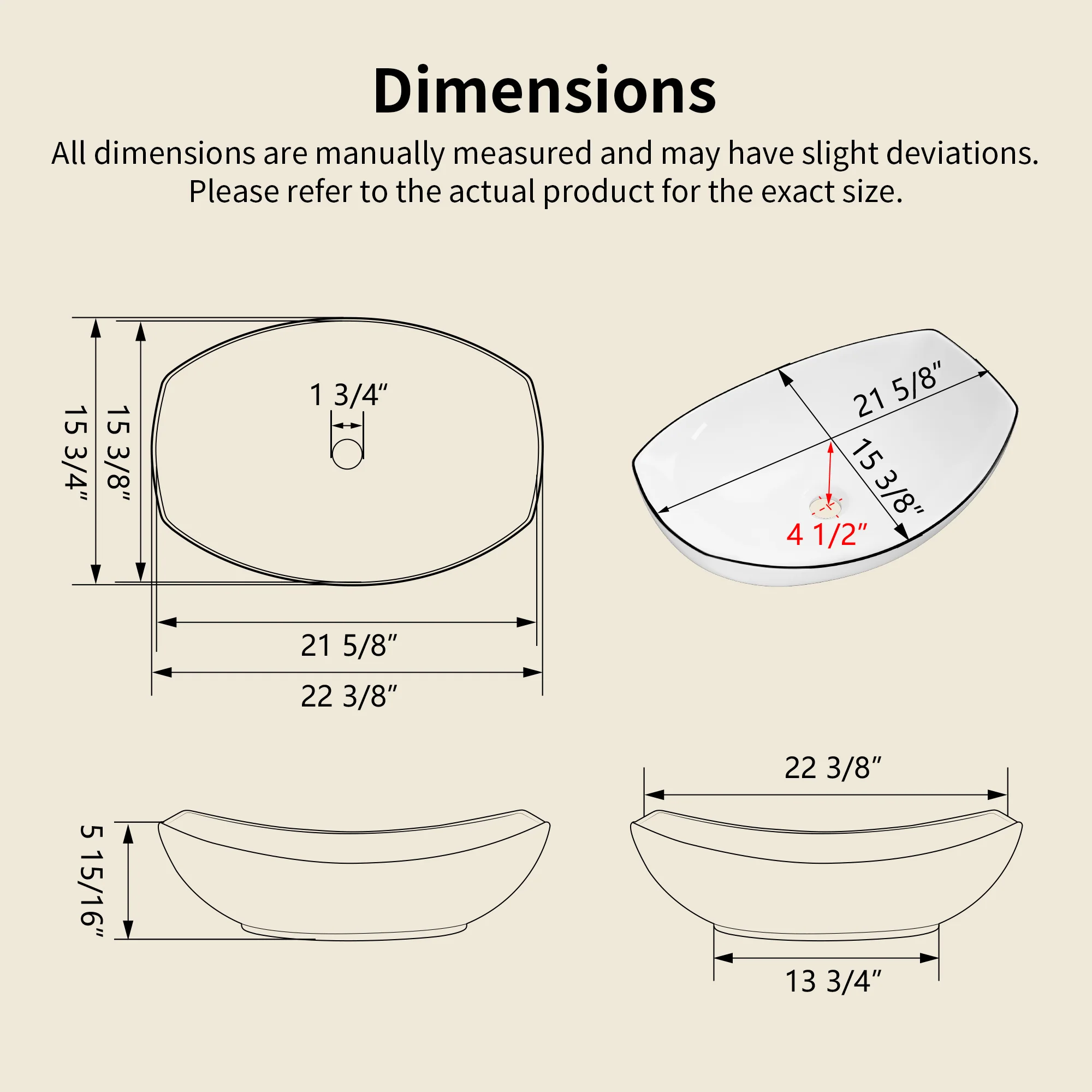 DeerValley DV-1V0589 Boat-Shaped Vessel Sink, Ceramic & Easy Clean - Image 13