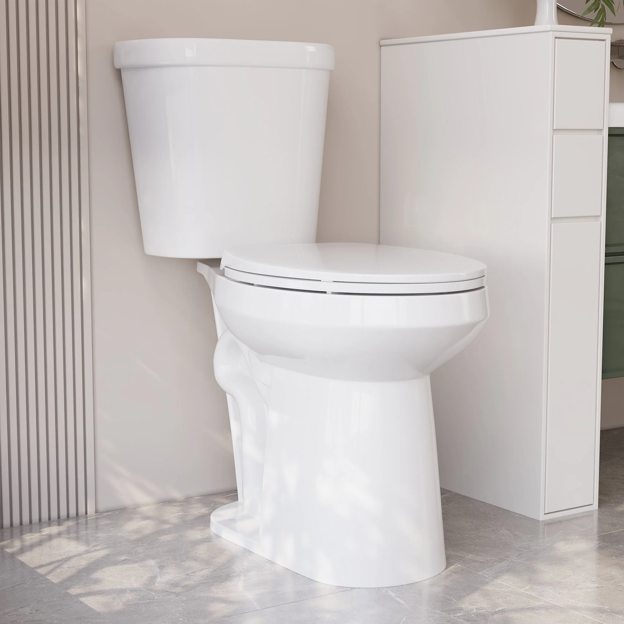 DeerValley DV-2F0356/DV-2F0537 19-Inch Extra Tall Toilet for Seniors, White Two-Piece Toilet for Bathrooms with Comfort Seat, ADA Comfort Height, Elongated Bowl with Powerful 1.28 GPF Single Flush